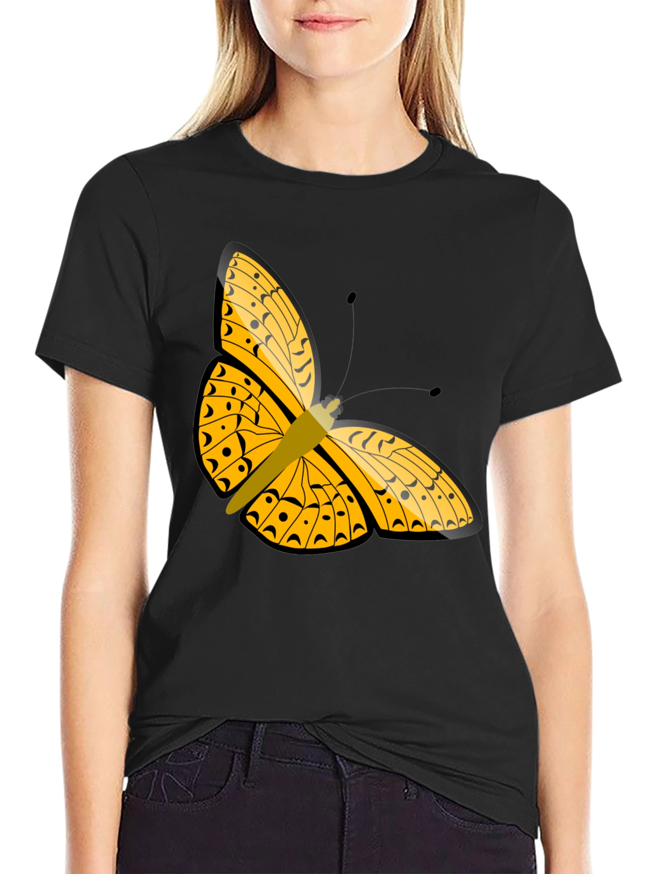 Butterfly Graphic Tee - Stylish Black T-Shirt