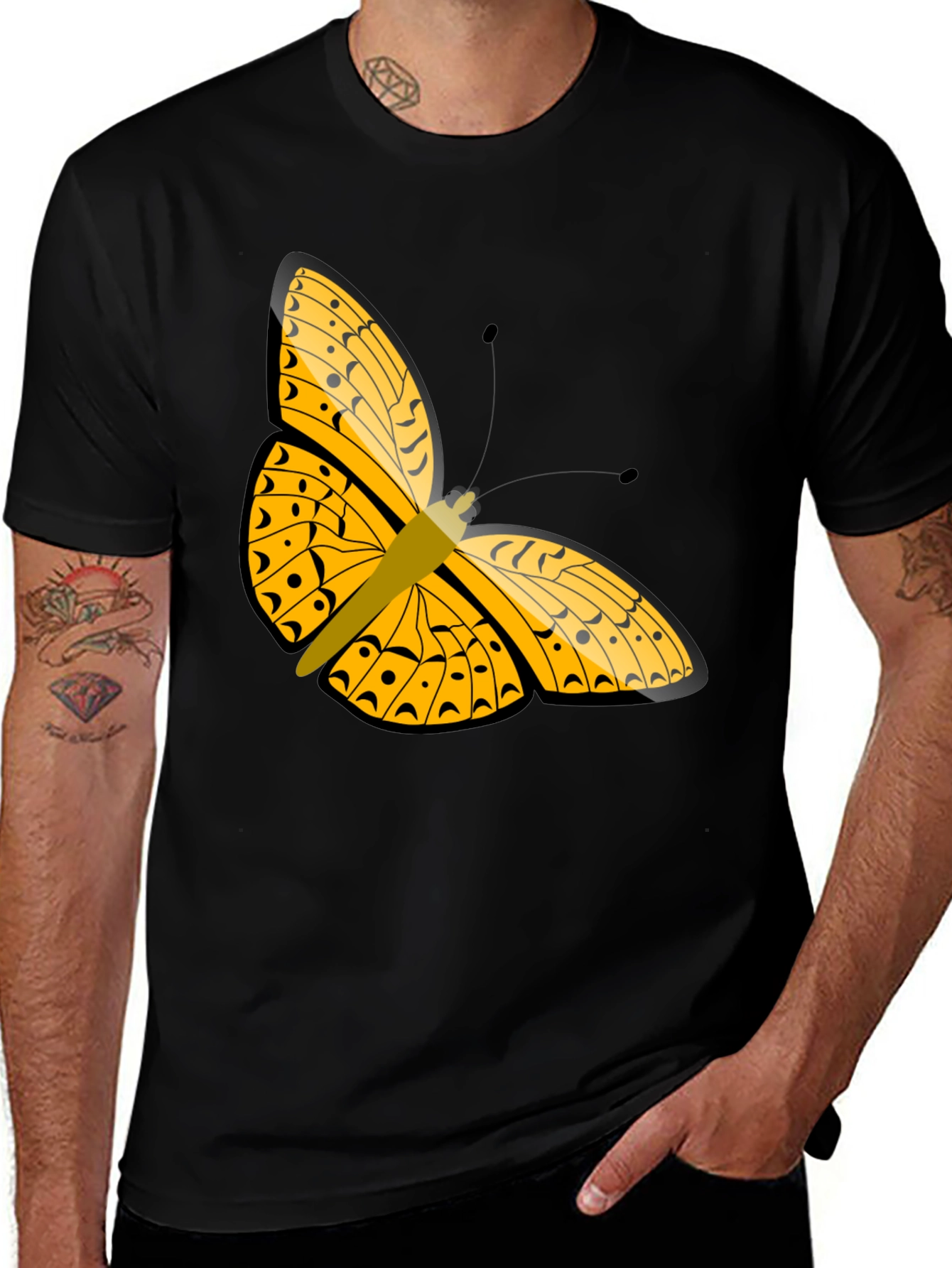 Butterfly Graphic Tee - Stylish Black T-Shirt