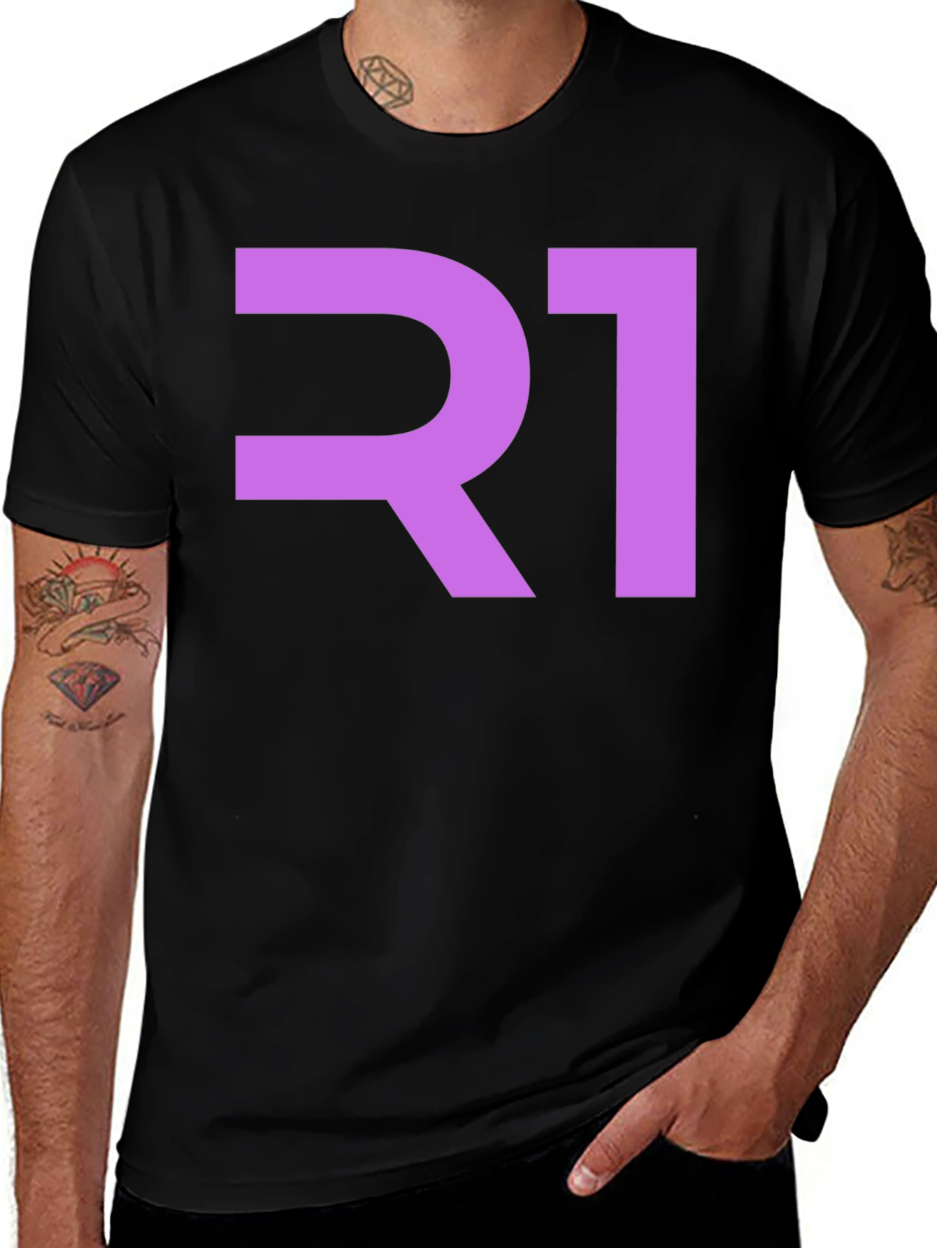R1 Graphic Tee - Stylish Black Cotton T-Shirt