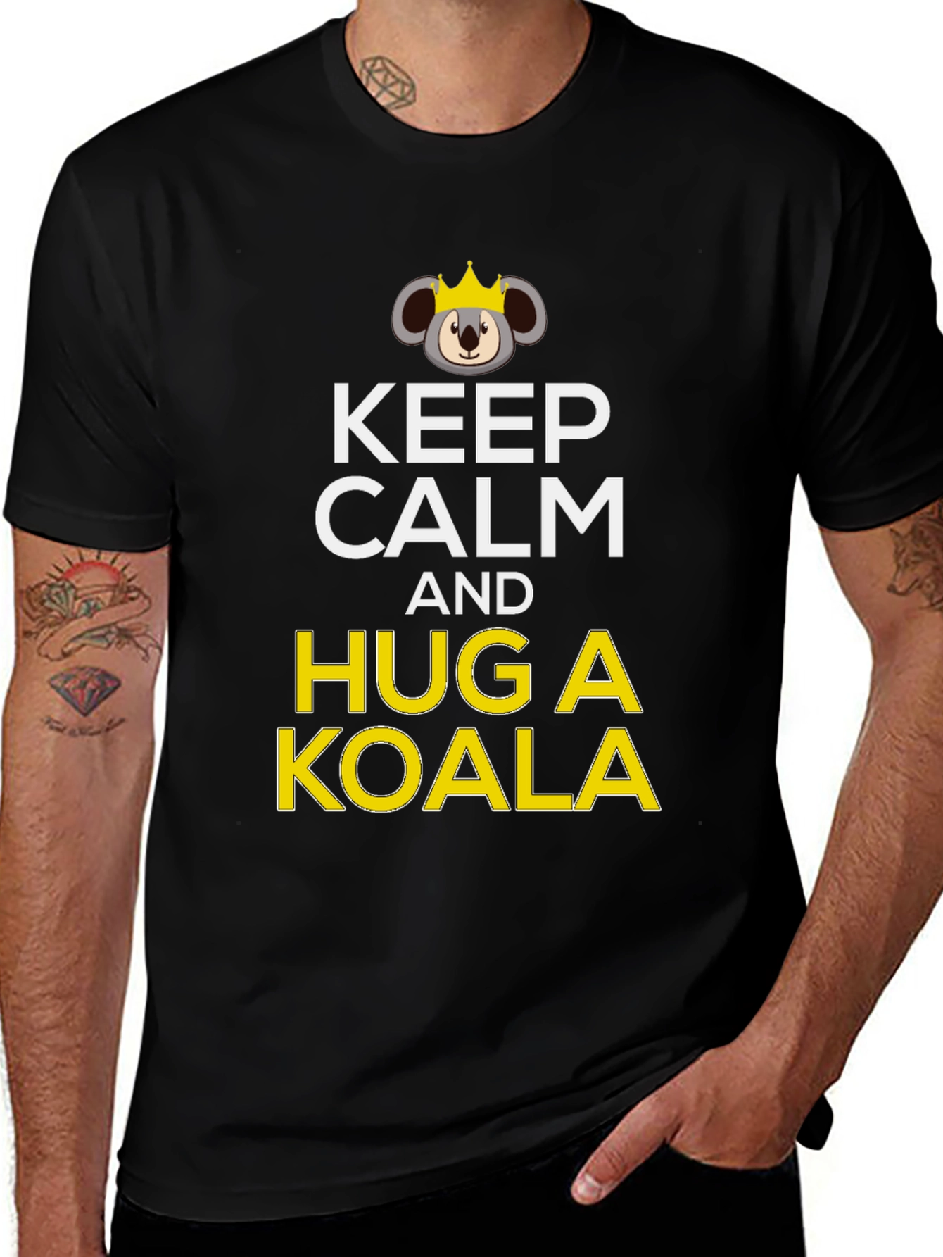 Keep Calm and Hug a Koala Black T-Shirt