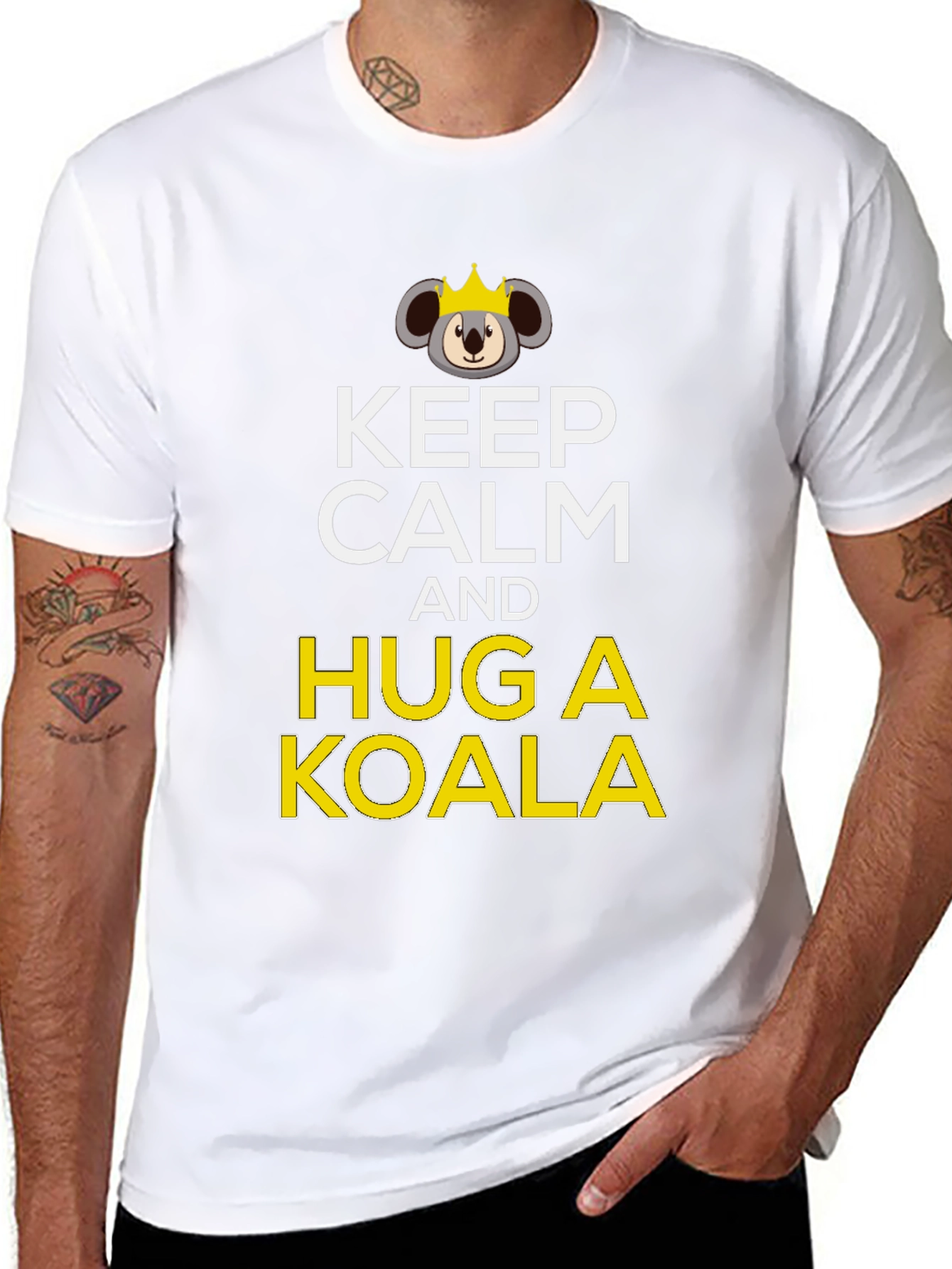 Keep Calm and Hug a Koala Black T-Shirt