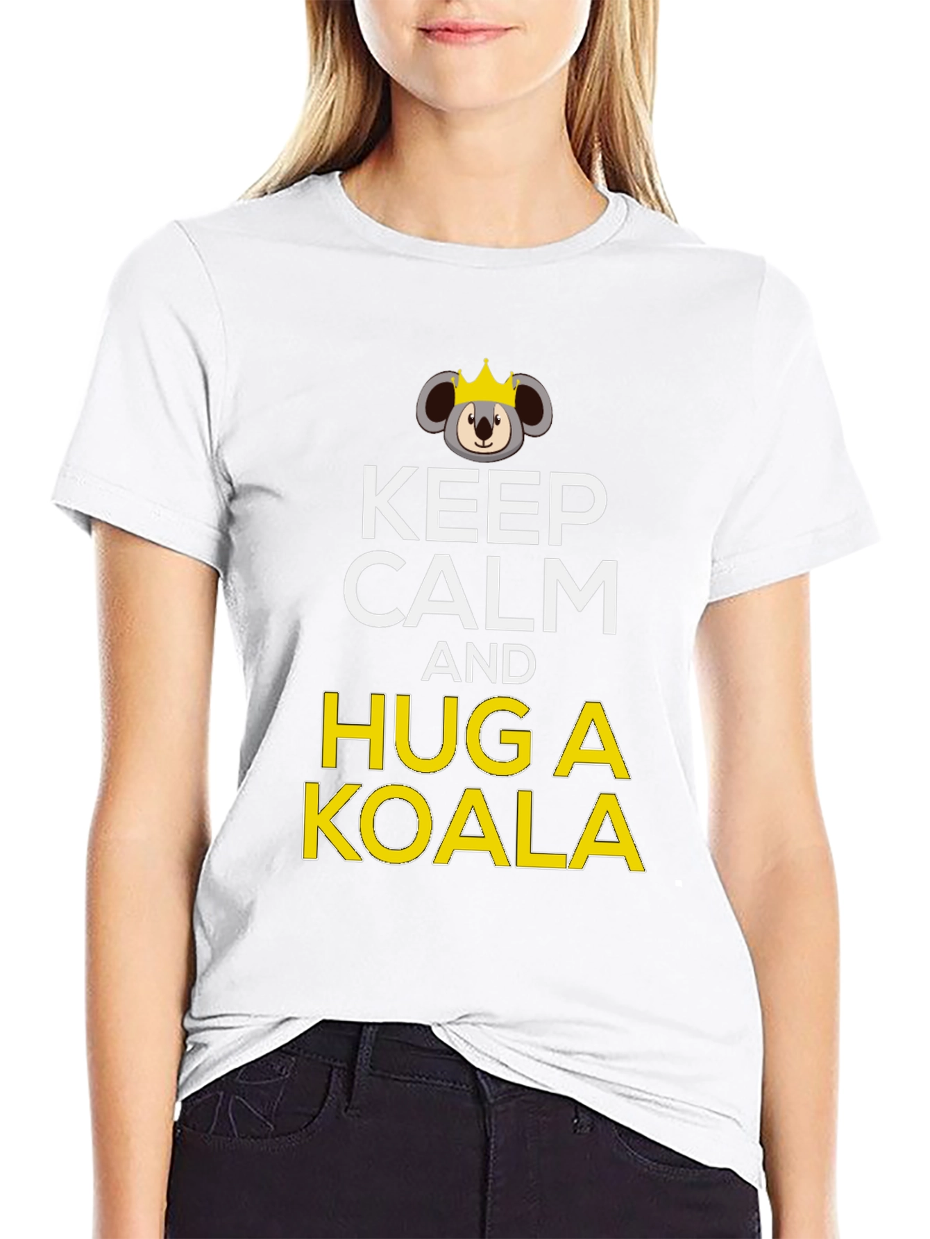 Keep Calm and Hug a Koala Black T-Shirt