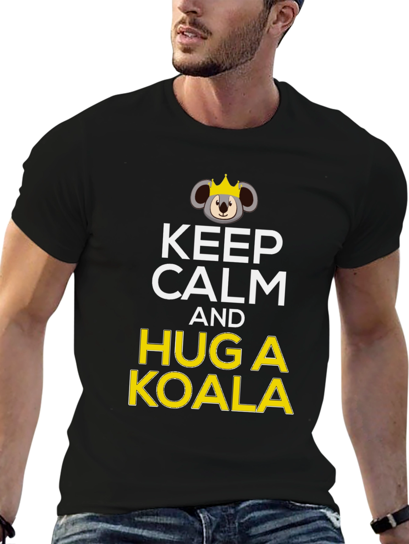 Keep Calm and Hug a Koala Black T-Shirt