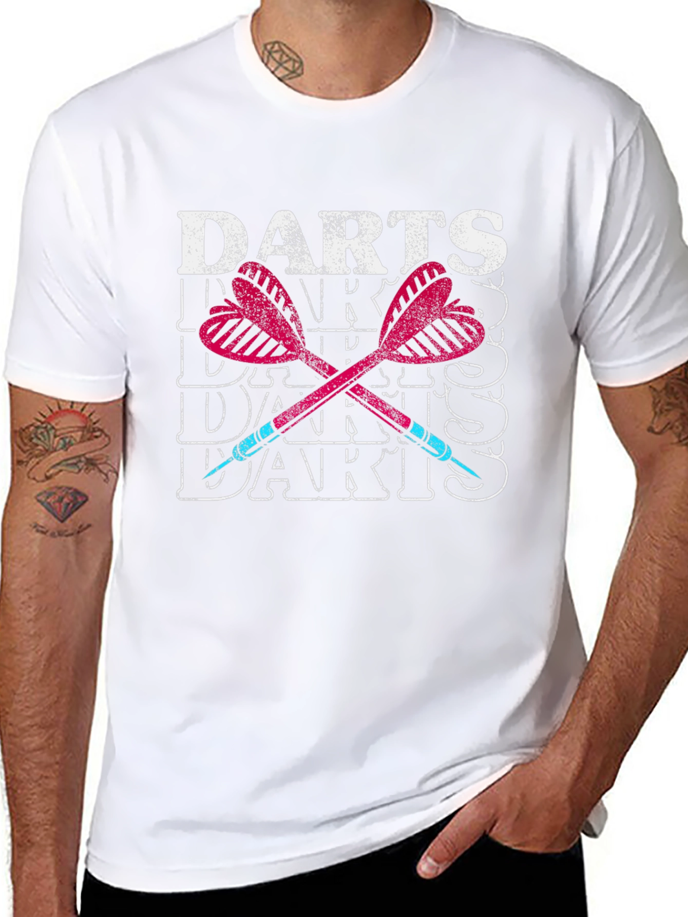 Darts T-Shirt - Retro Style Crossed Darts Graphic Tee
