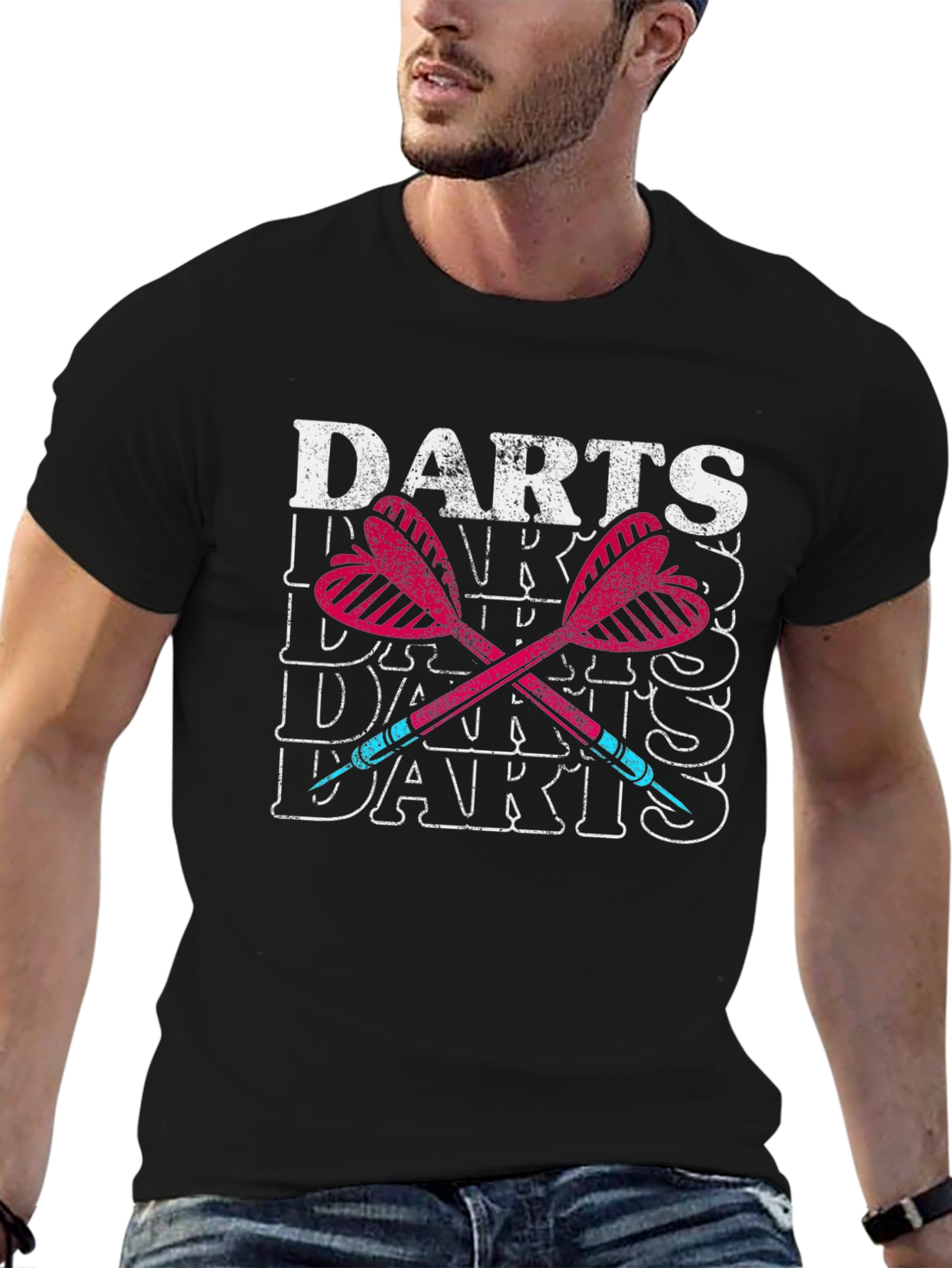 Darts T-Shirt - Retro Style Crossed Darts Graphic Tee
