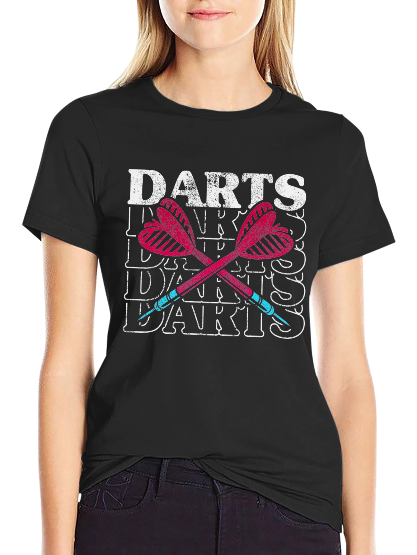 Darts T-Shirt - Retro Style Crossed Darts Graphic Tee