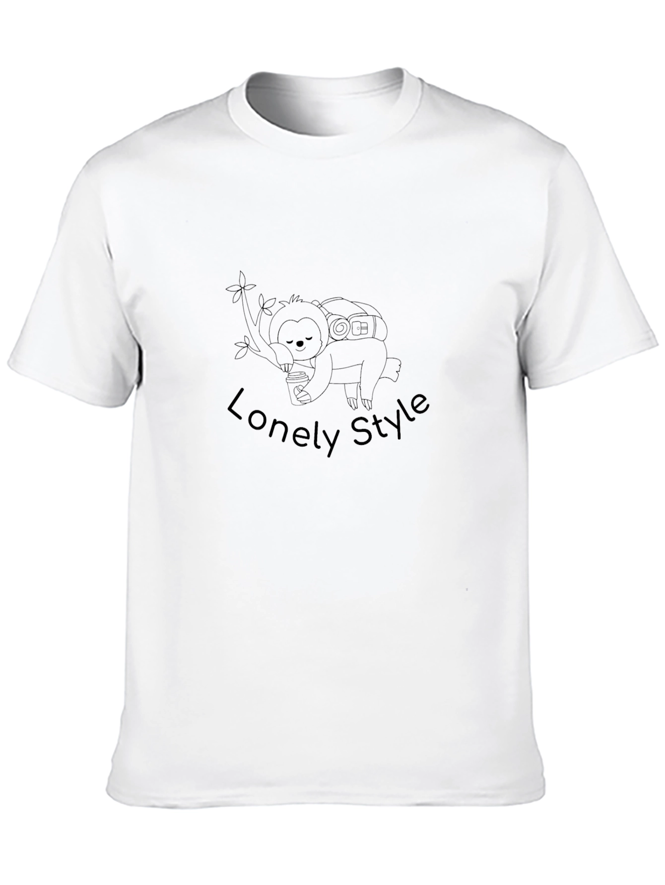 Lonely Style Sloth Graphic Tee - Black