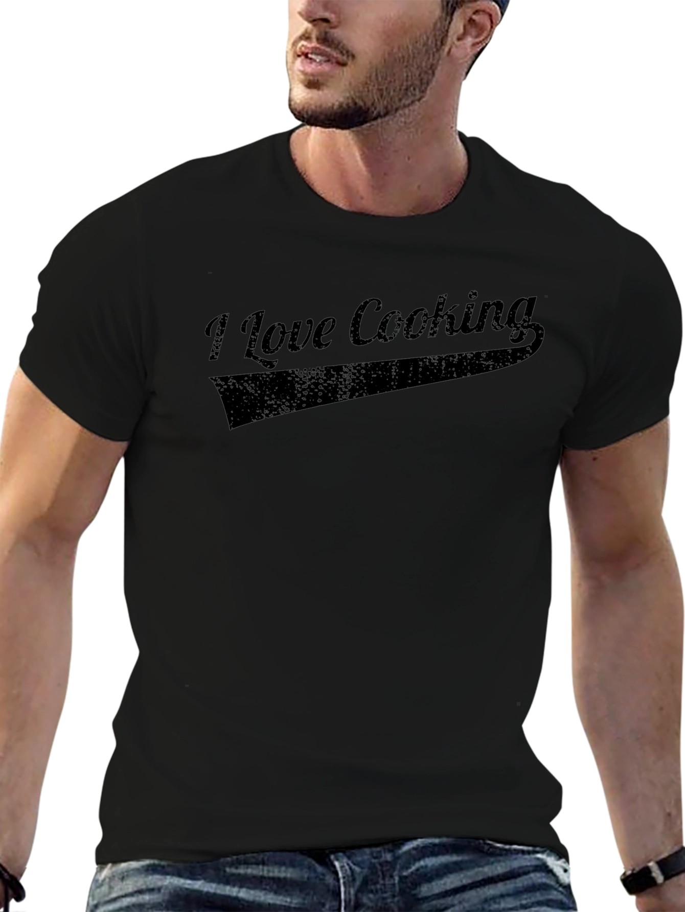 I Love Cooking Black Graphic Tee