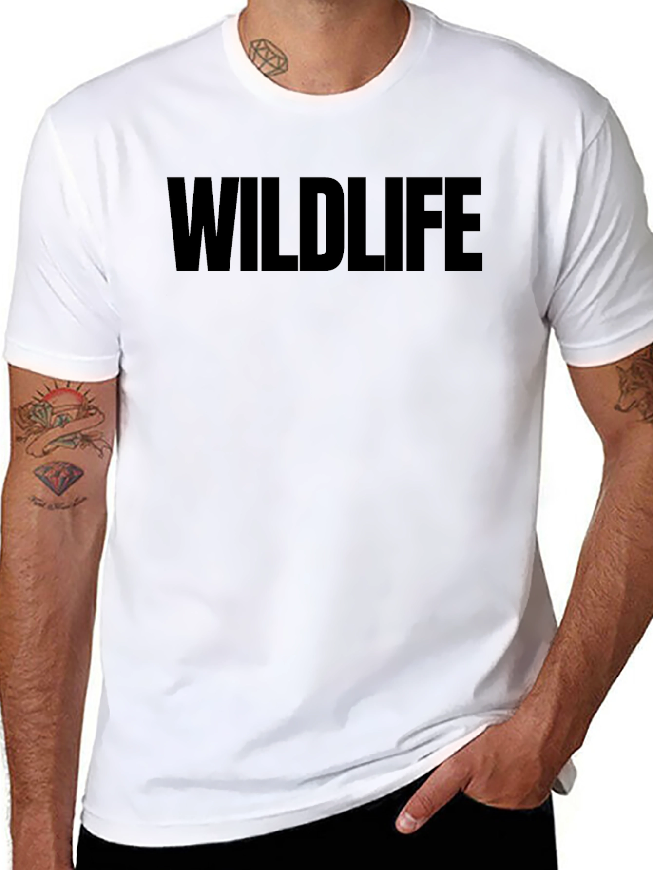 Wildlife Graphic T-Shirt - Black Crew Neck Tee