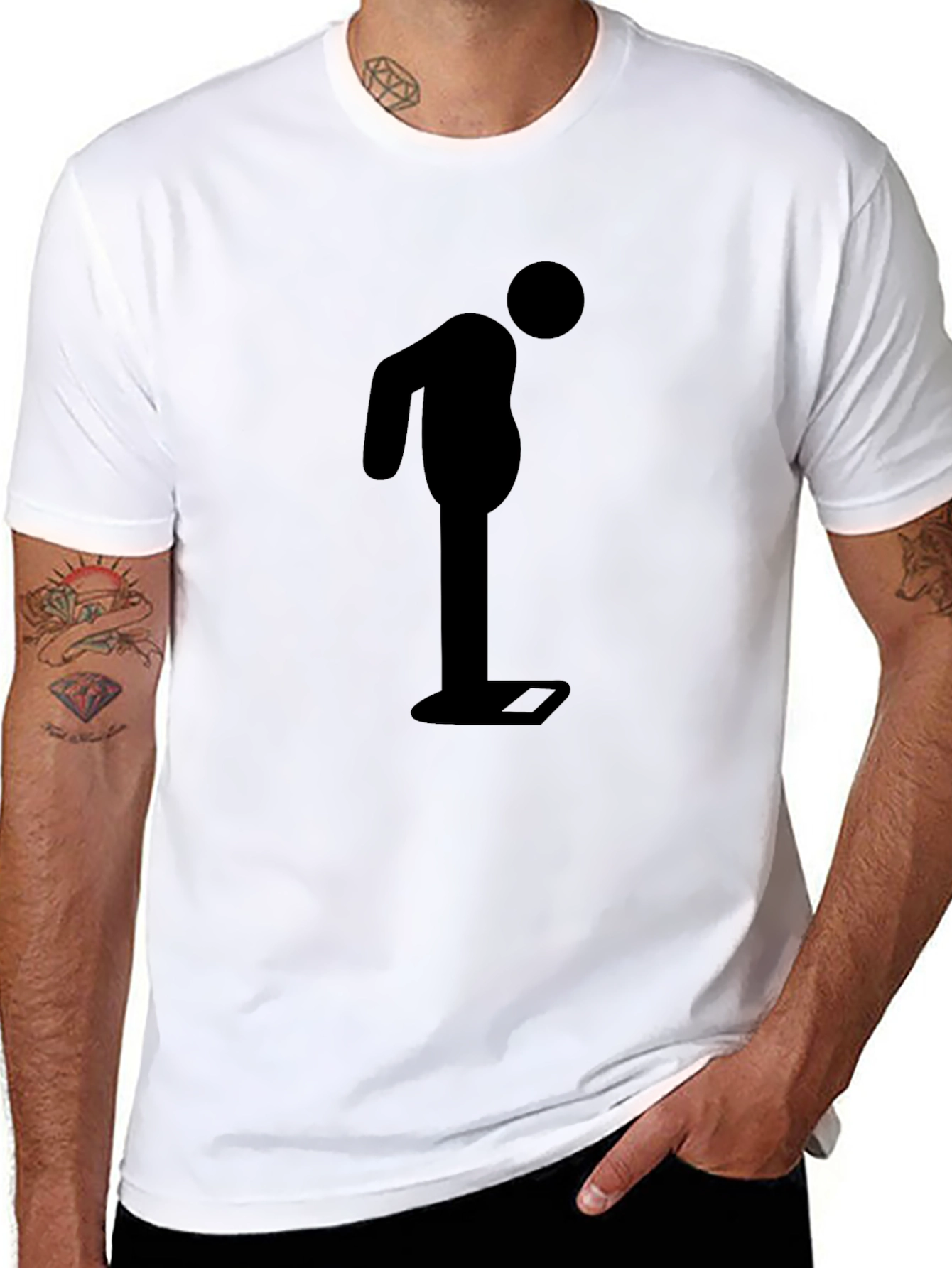 Funny Weight Loss T-Shirt - Weighing Man