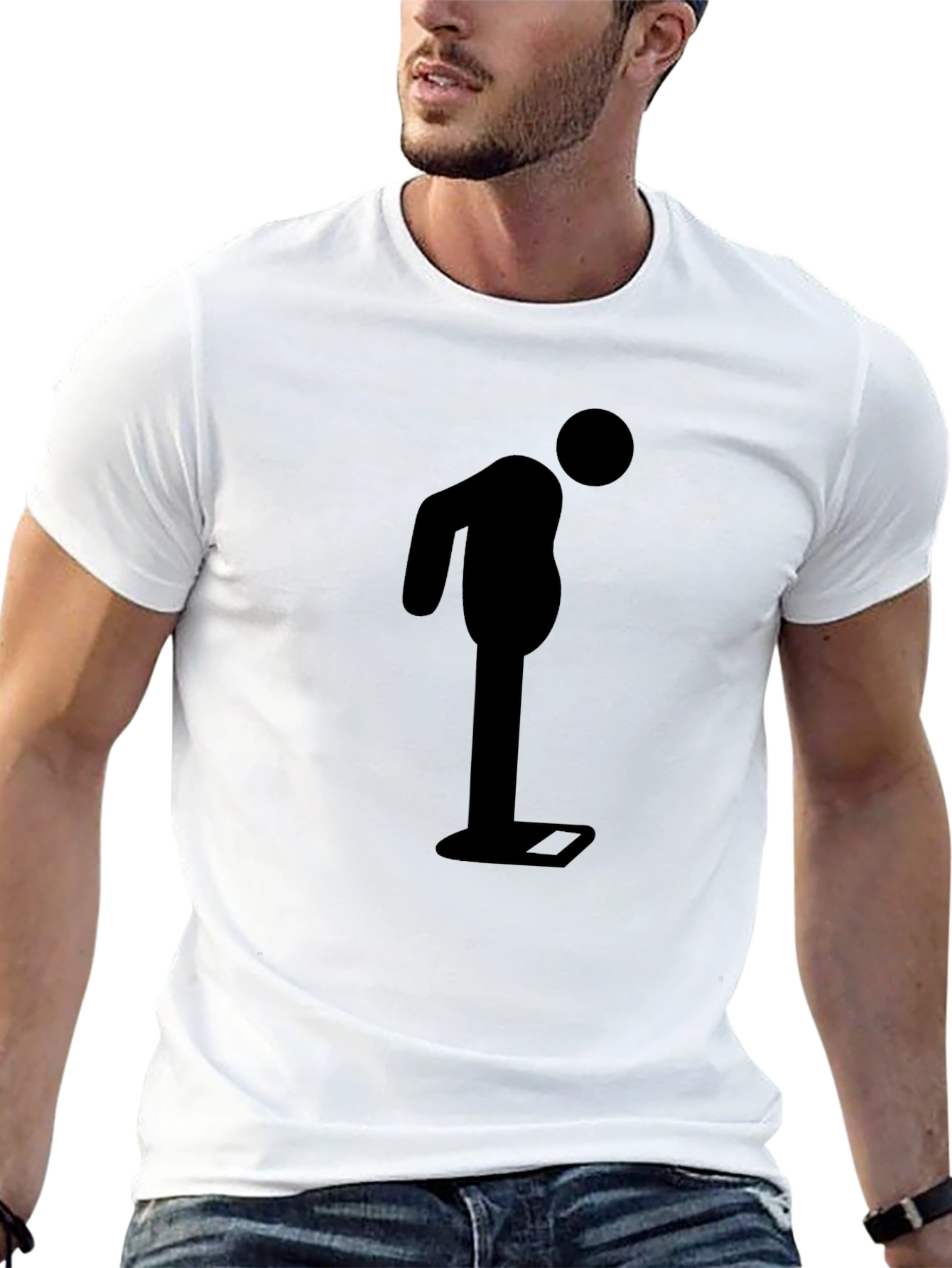 Funny Weight Loss T-Shirt - Weighing Man