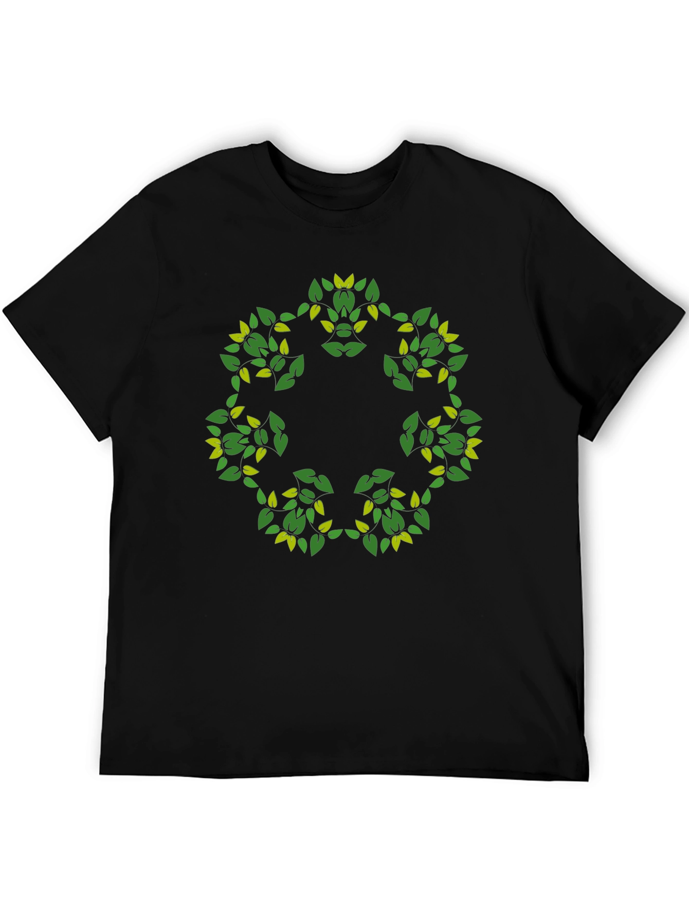 Leaf Circle Graphic Black T-Shirt