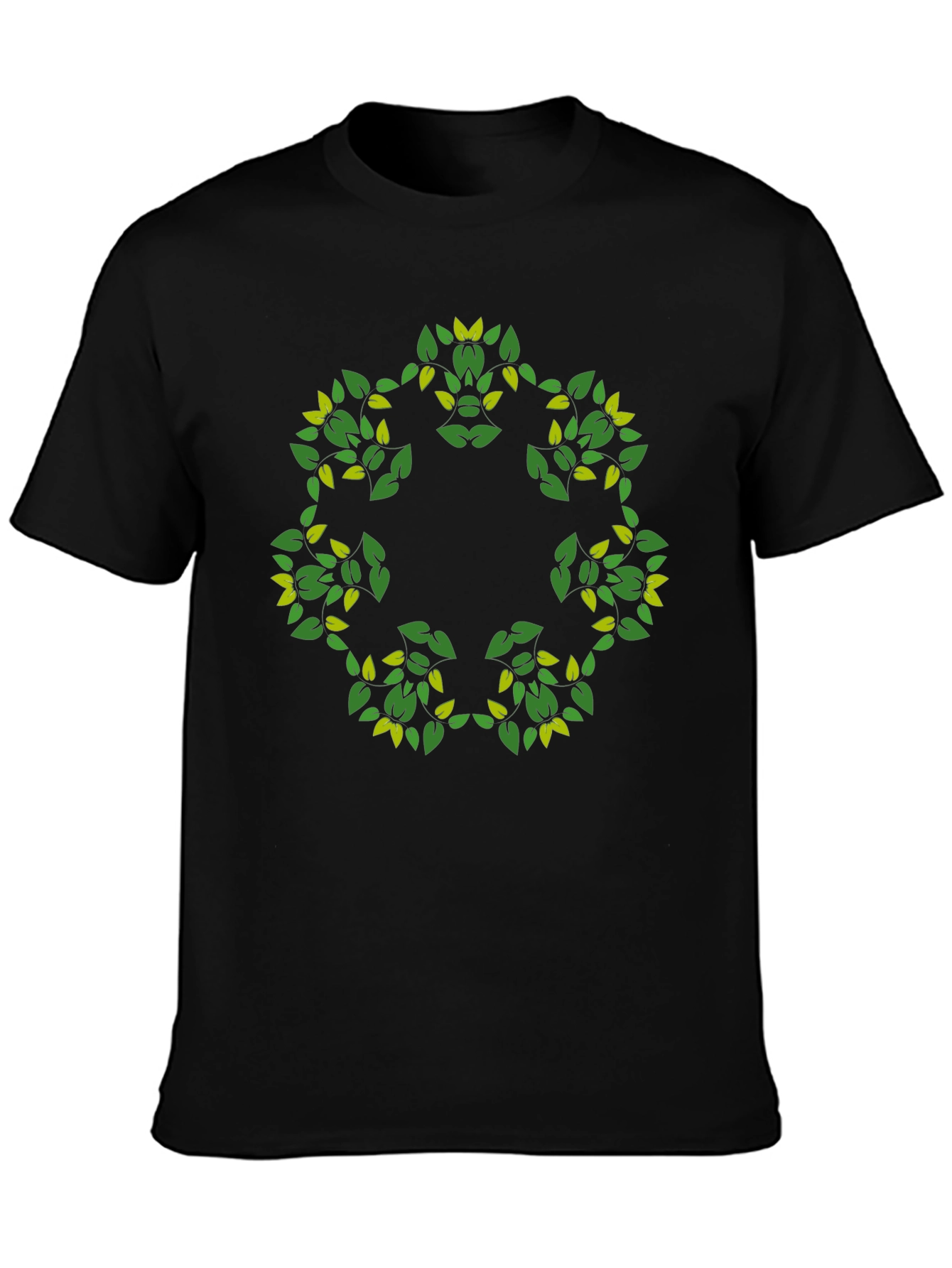 Leaf Circle Graphic Black T-Shirt