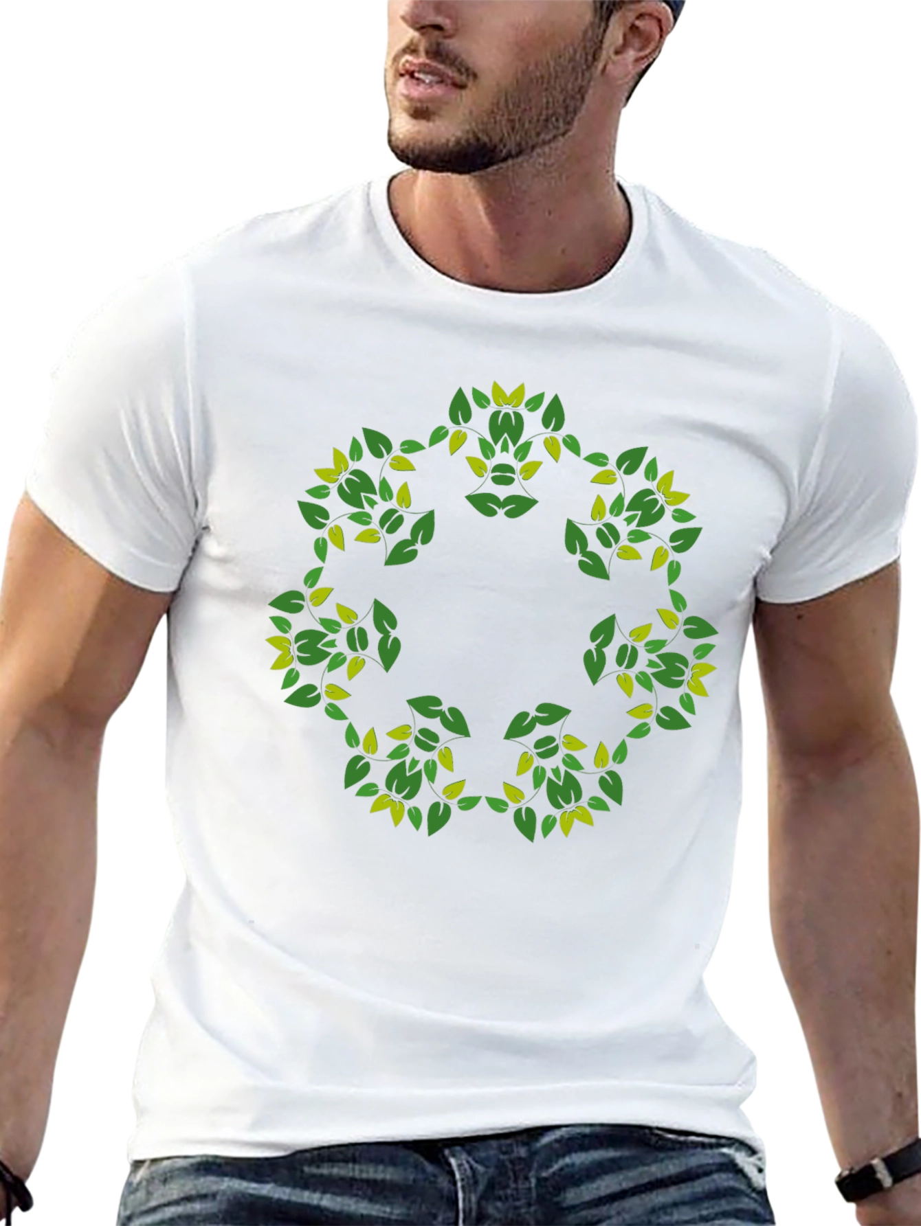 Leaf Circle Graphic Black T-Shirt