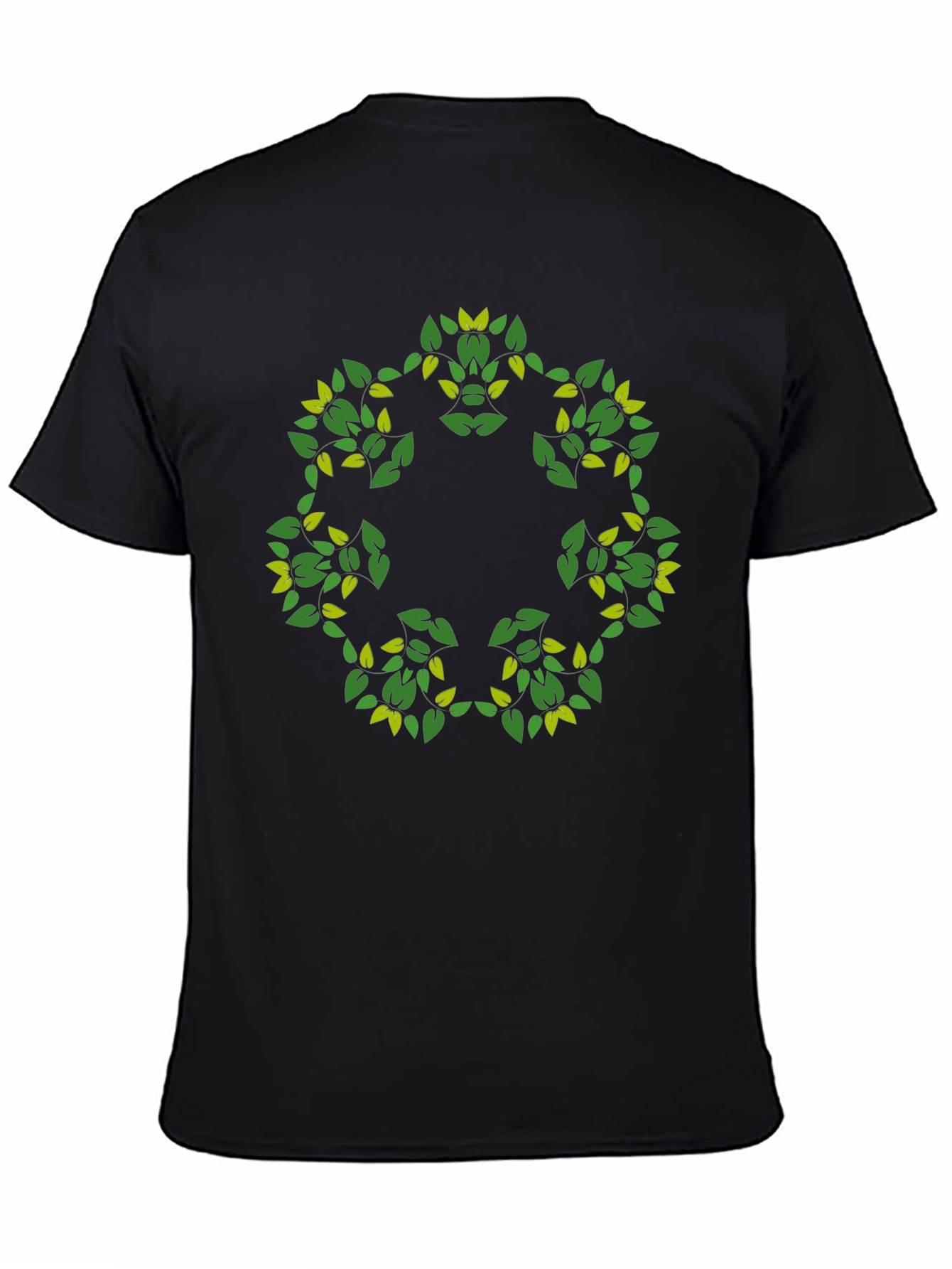 Leaf Circle Graphic Black T-Shirt