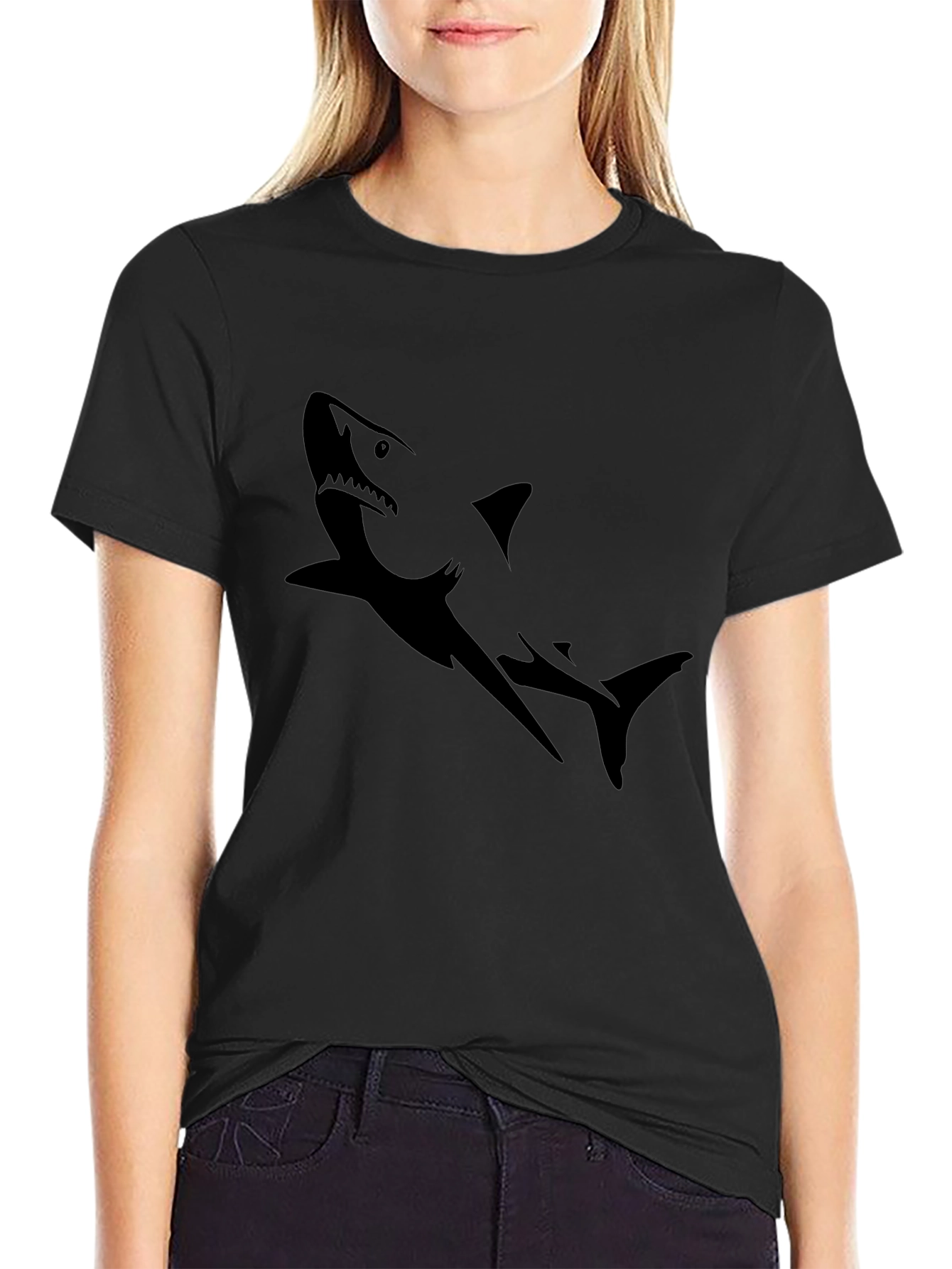 Mens Black Shark Graphic Tee