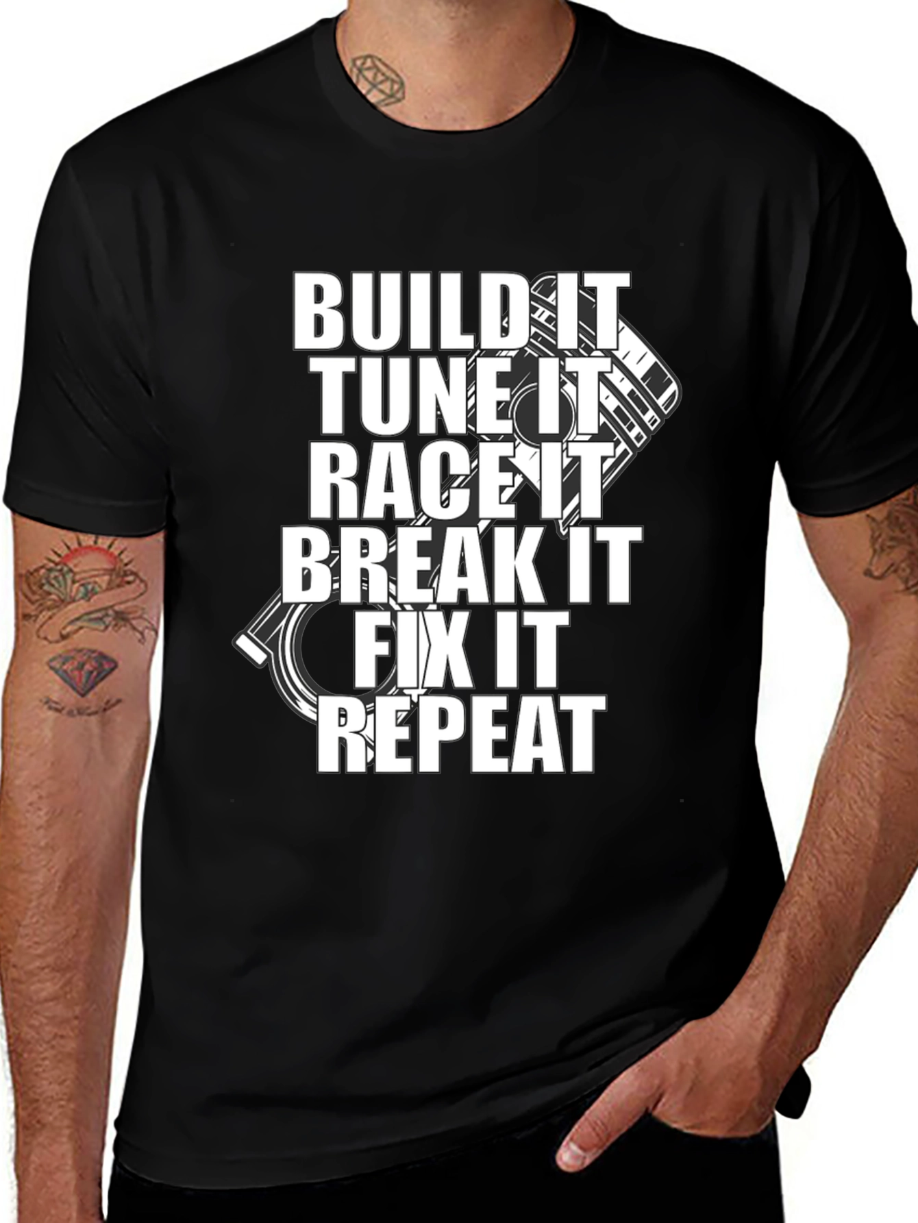Build It Tune It Race It Repeat Black T-Shirt