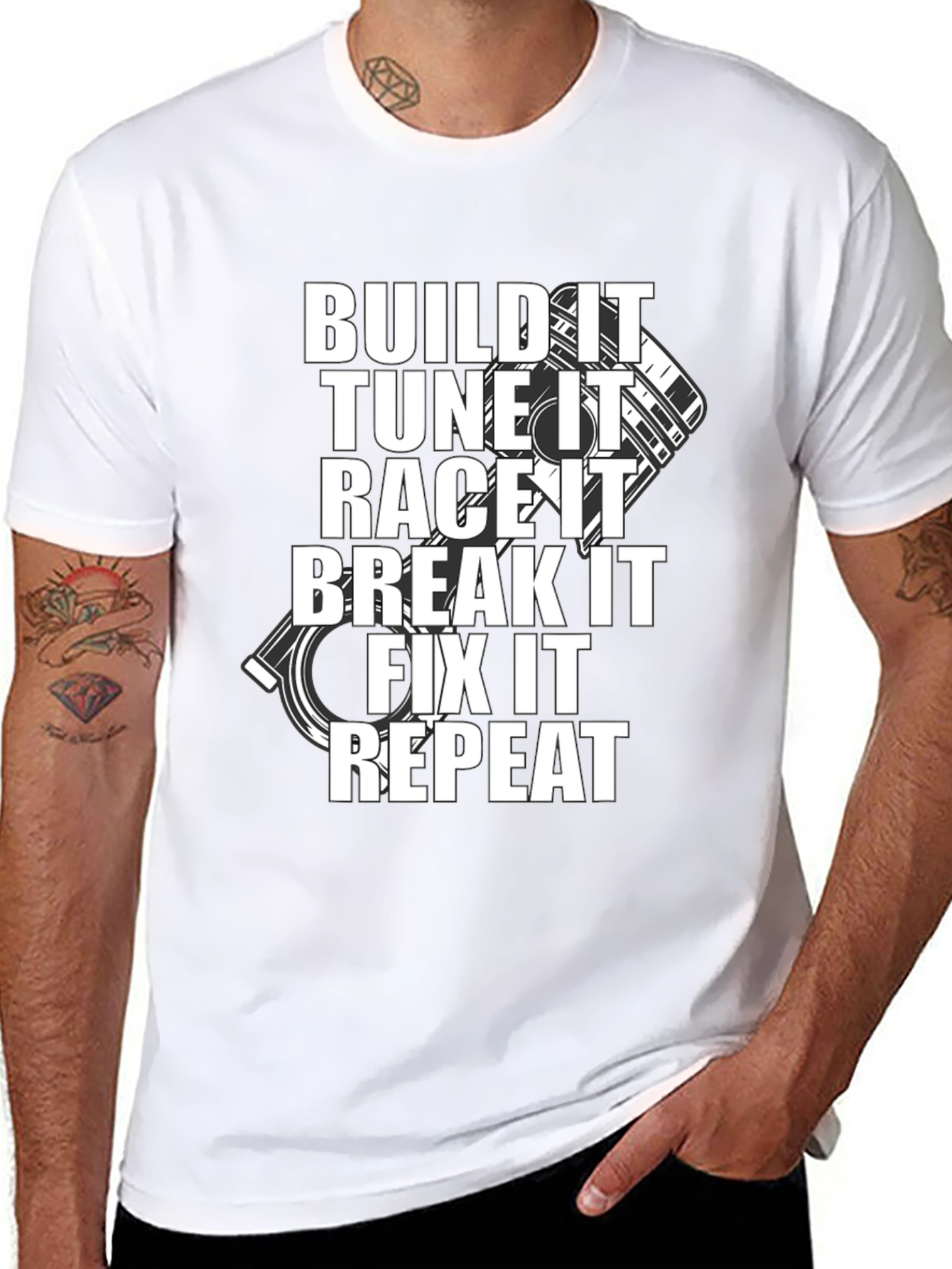 Build It Tune It Race It Repeat Black T-Shirt