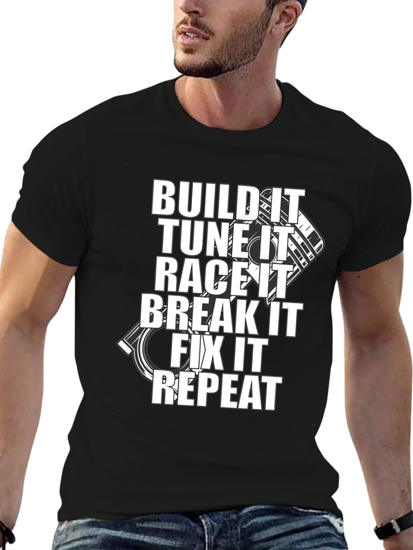 Build It Tune It Race It Repeat Black T-Shirt