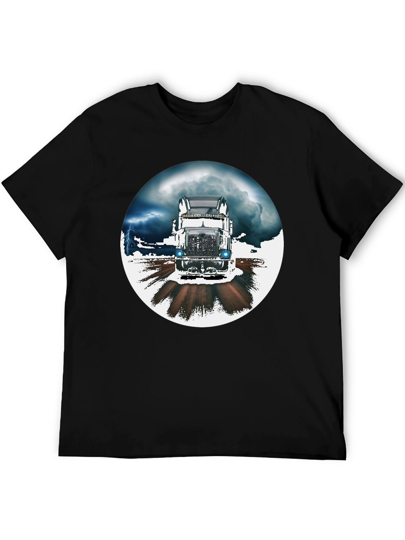 Trucker T-Shirt: Stormy Road Ahead Black Tee