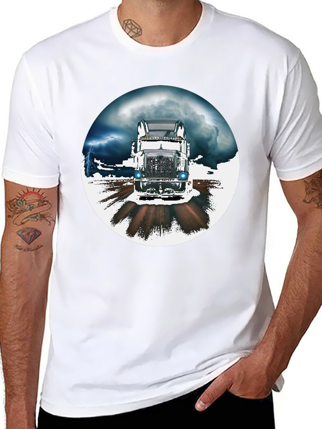 Trucker T-Shirt: Stormy Road Ahead Black Tee