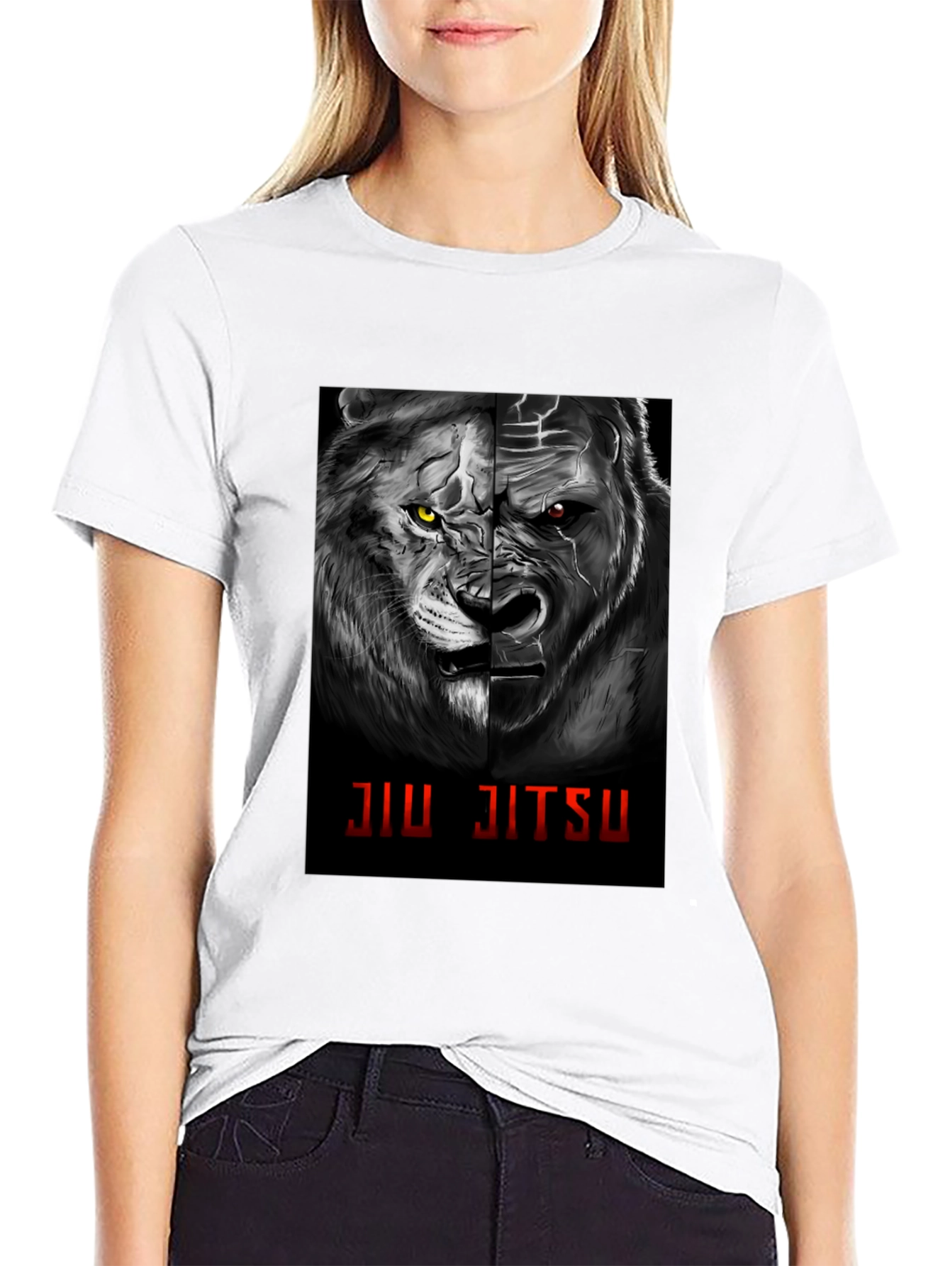 Jiu Jitsu Lion Gorilla Graphic Black T-Shirt