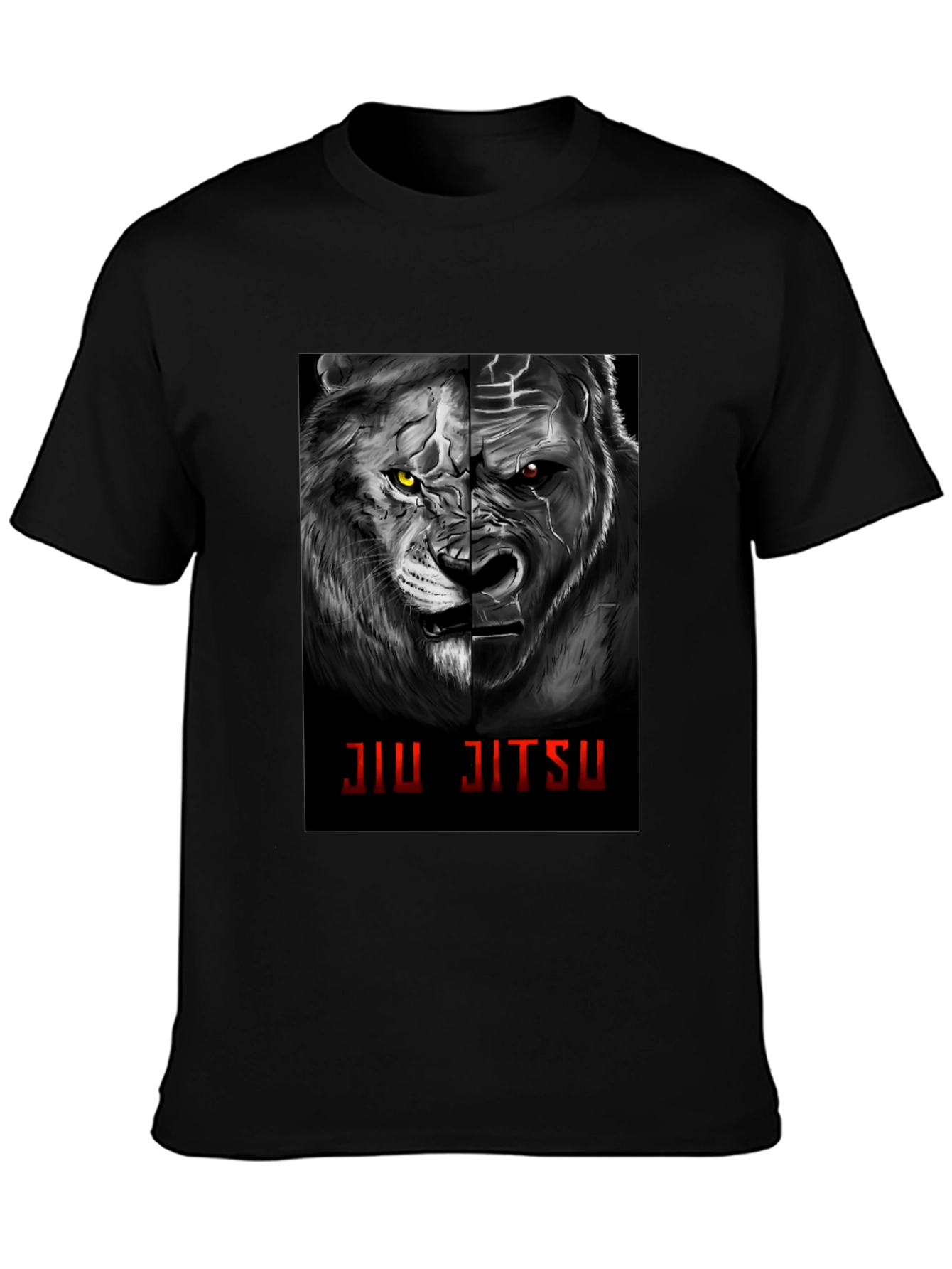 Jiu Jitsu Lion Gorilla Graphic Black T-Shirt