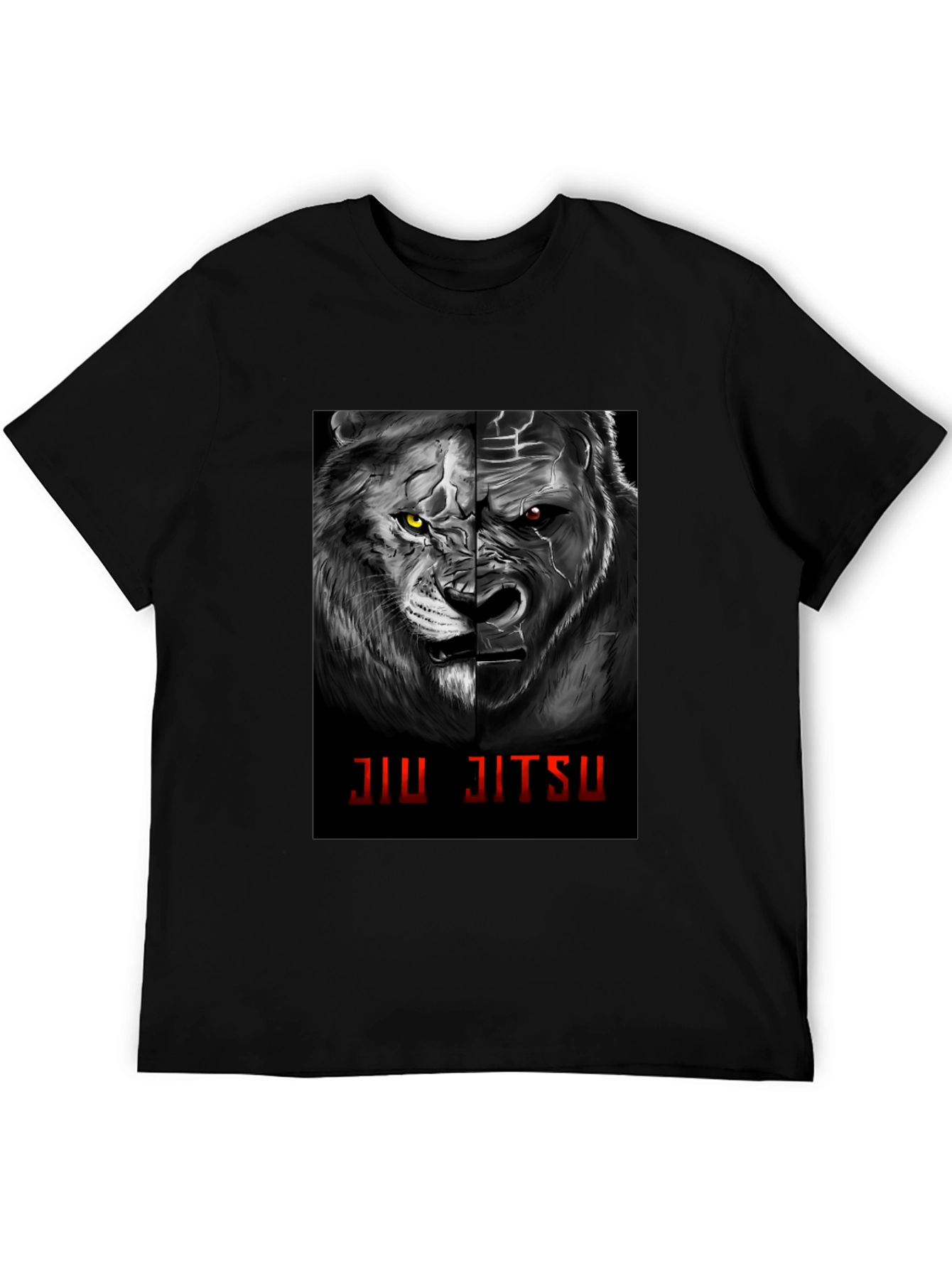 Jiu Jitsu Lion Gorilla Graphic Black T-Shirt