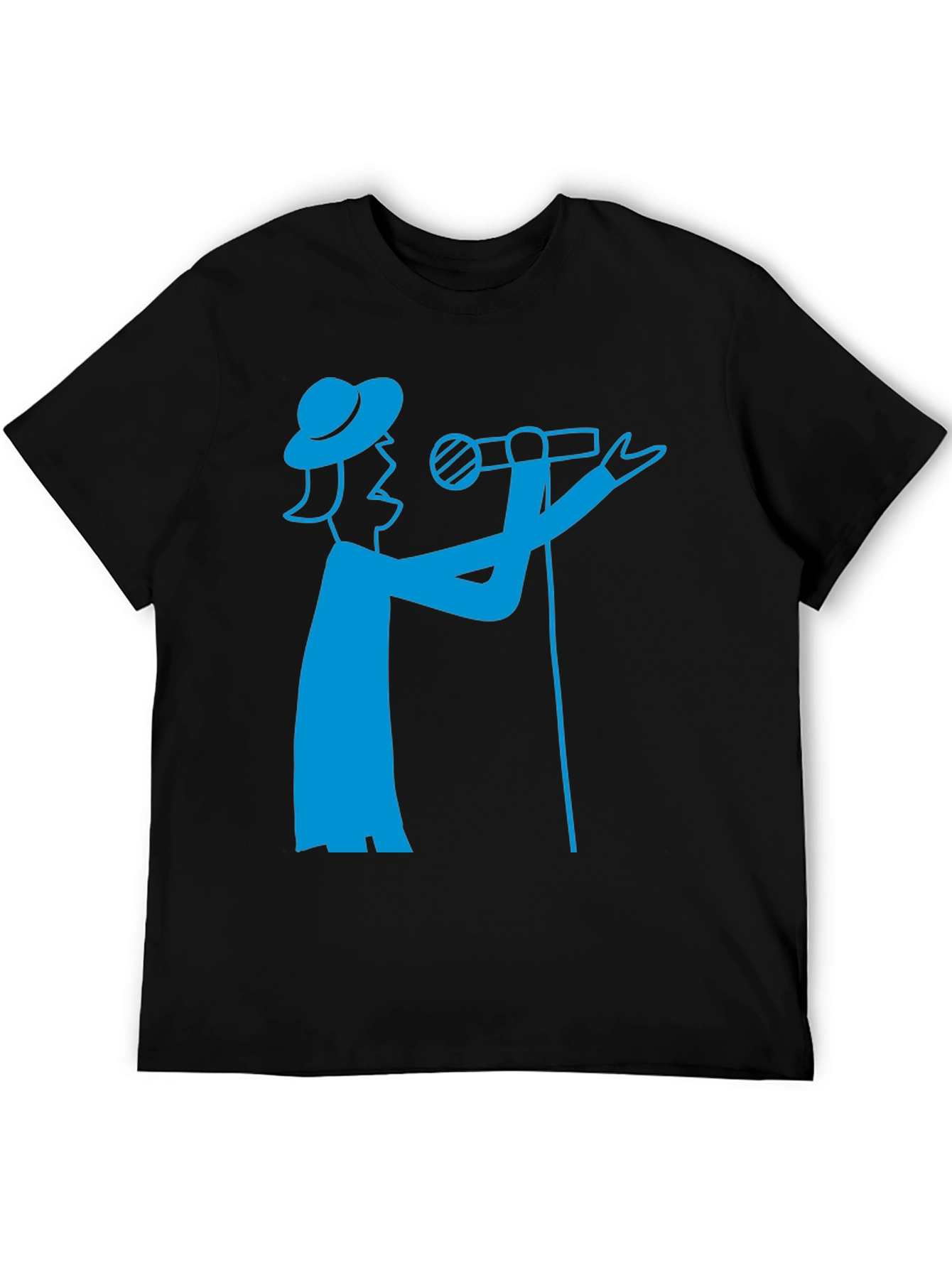 Singer Graphic Tee - Bold Blue Design on Black