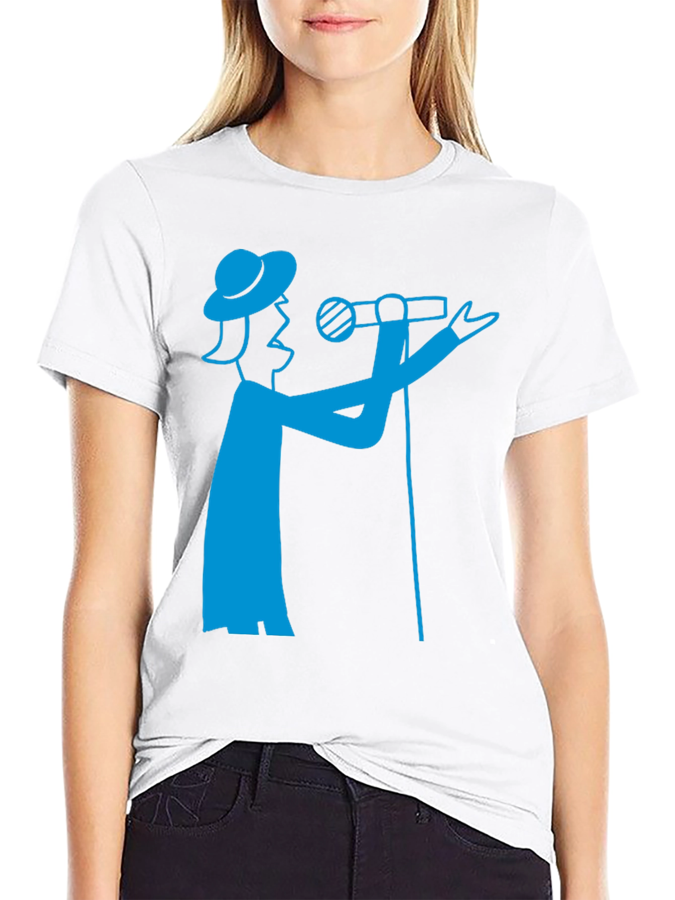 Singer Graphic Tee - Bold Blue Design on Black