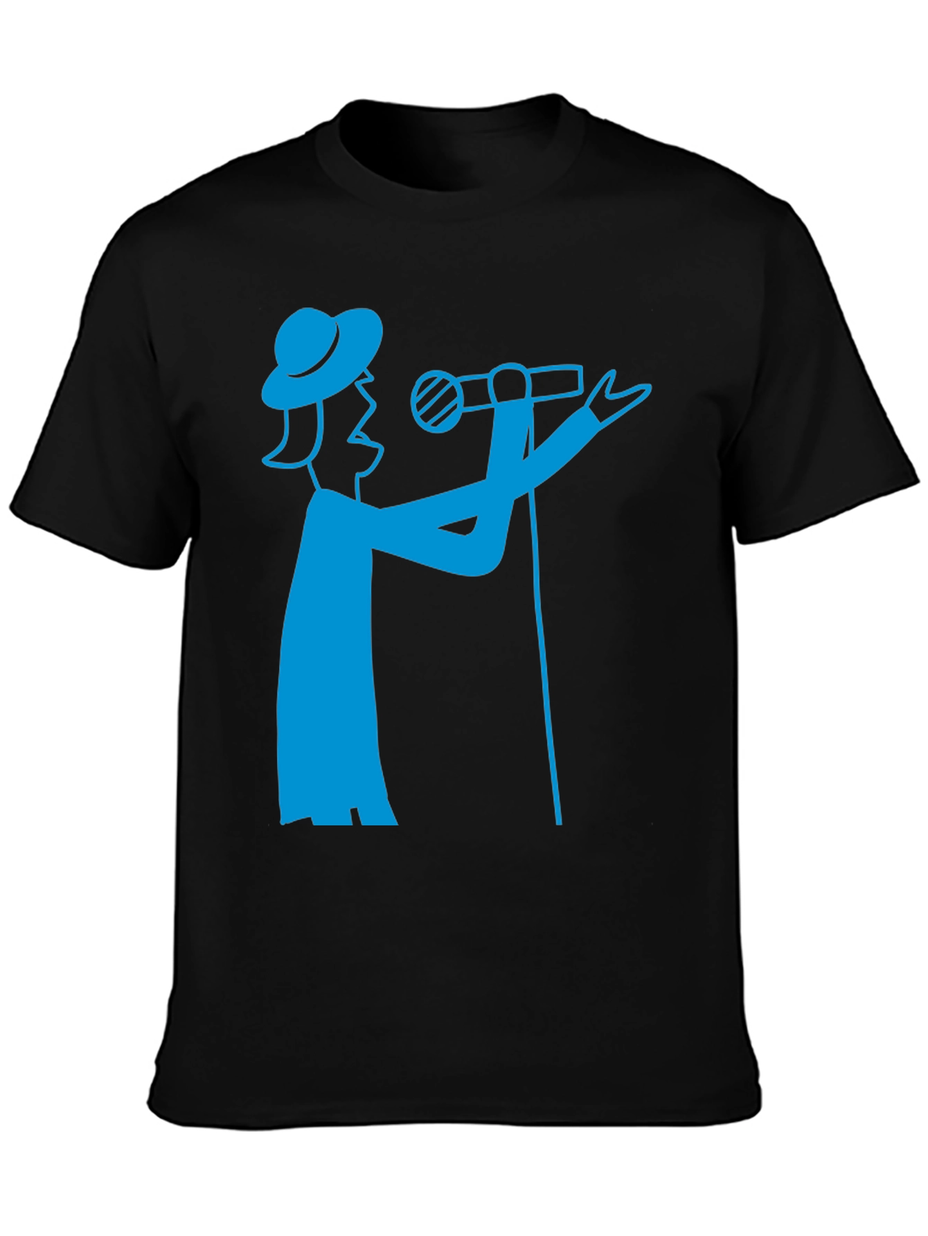 Singer Graphic Tee - Bold Blue Design on Black