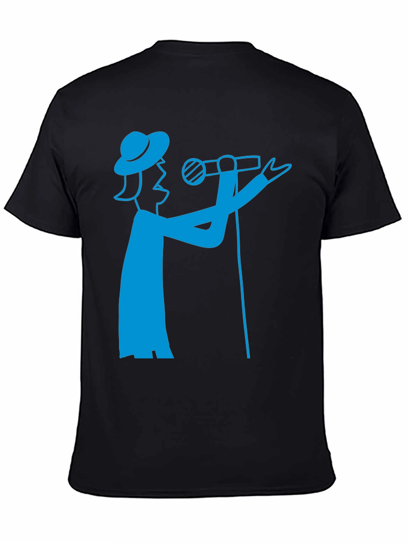 Singer Graphic Tee - Bold Blue Design on Black