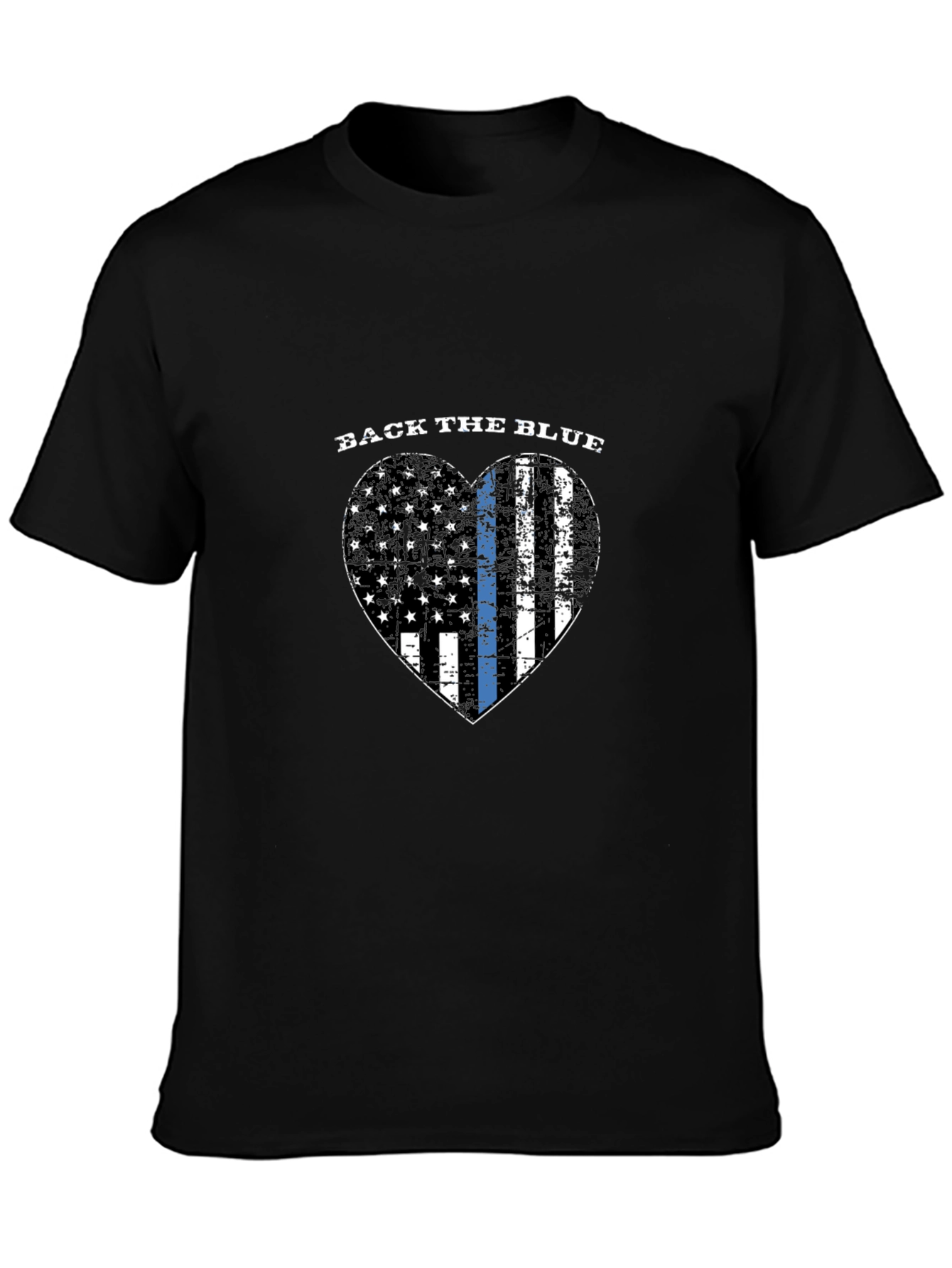 Back the Blue Thin Blue Line Heart Flag T-Shirt