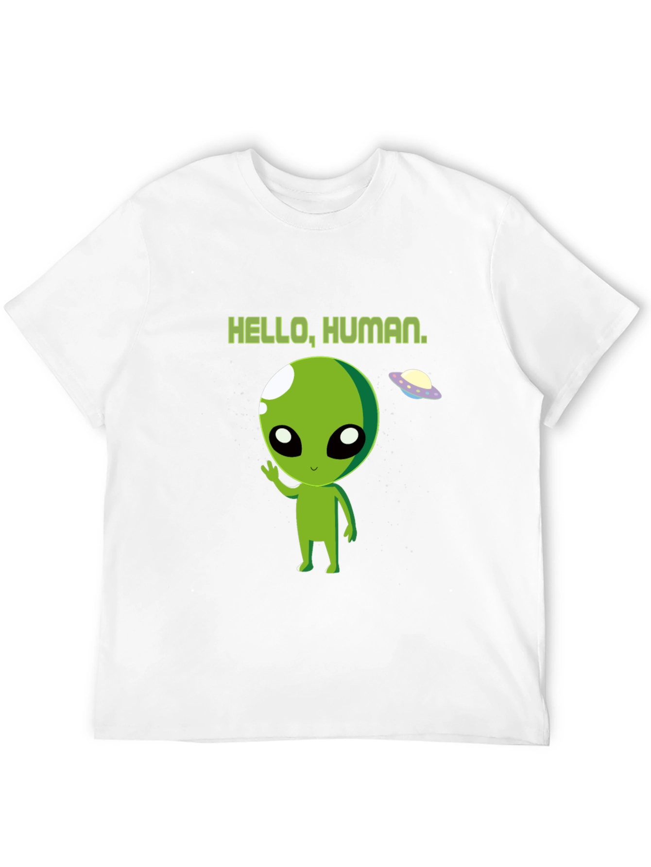 Hello Human Alien Graphic Tee - Black Crew Neck