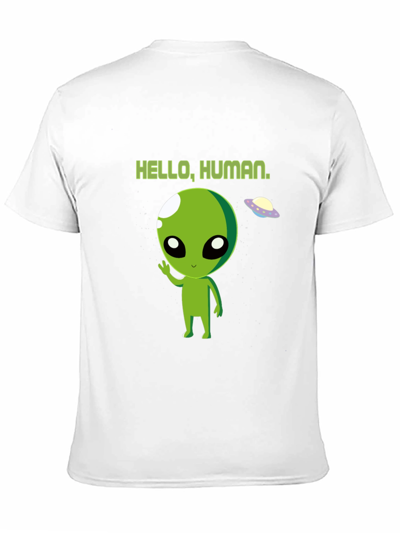 Hello Human Alien Graphic Tee - Black Crew Neck