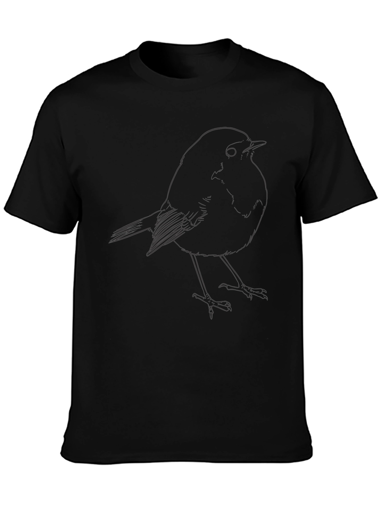 Mens Black Bird Outline Graphic Tee