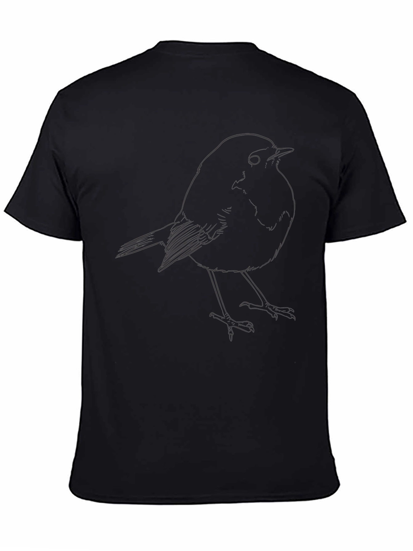 Mens Black Bird Outline Graphic Tee