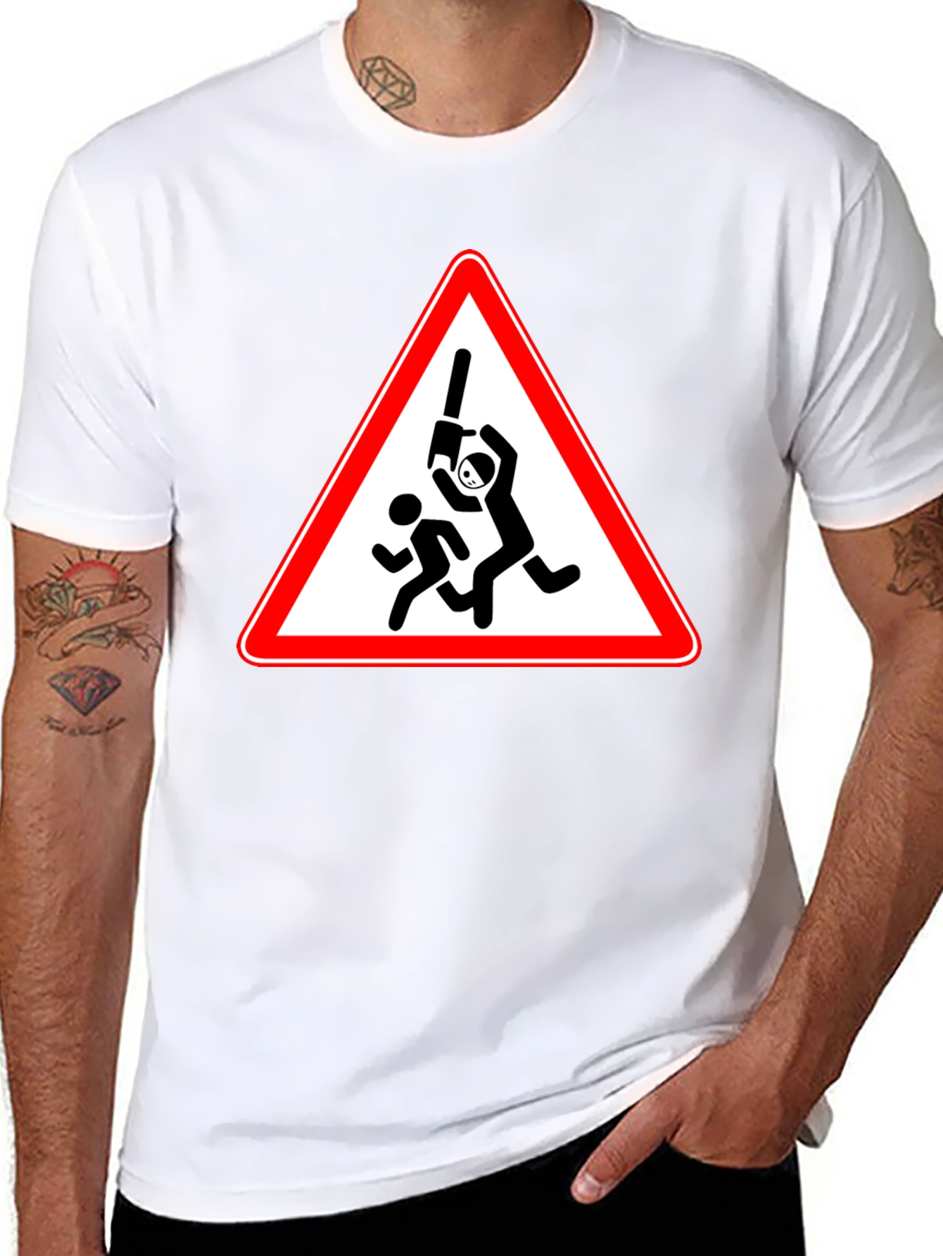 Humorous Cricket Warning Black T-Shirt