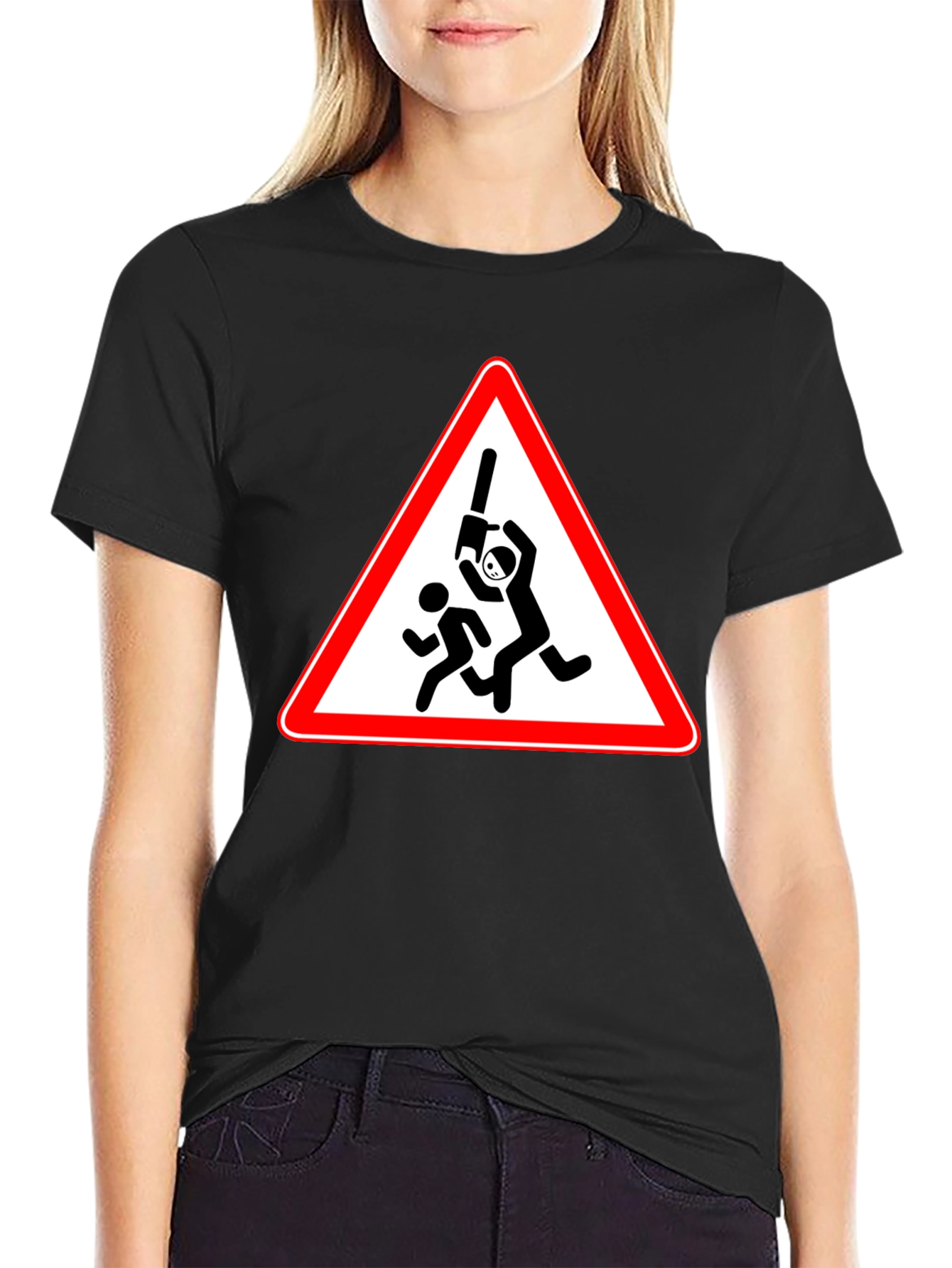 Humorous Cricket Warning Black T-Shirt