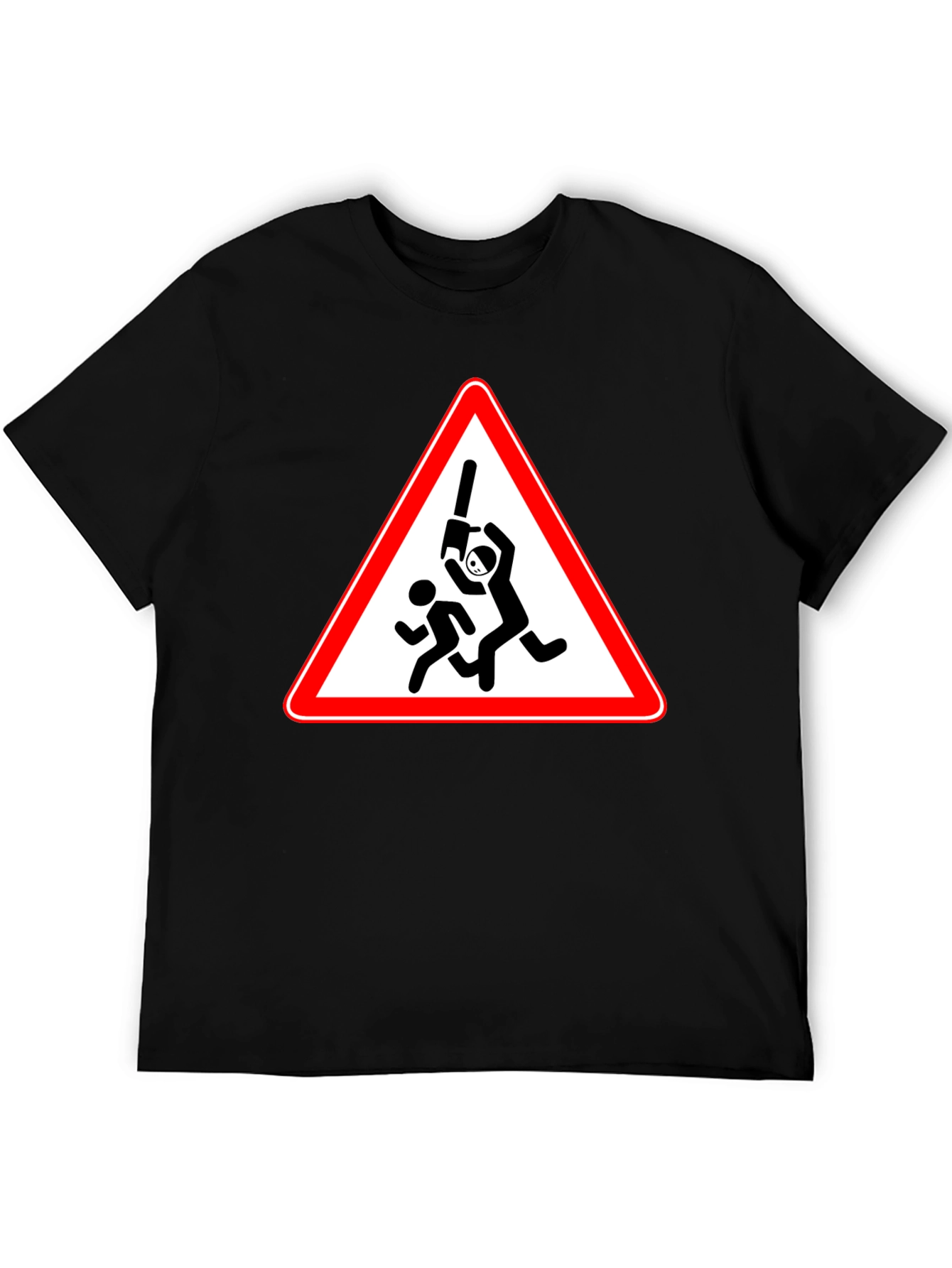 Humorous Cricket Warning Black T-Shirt
