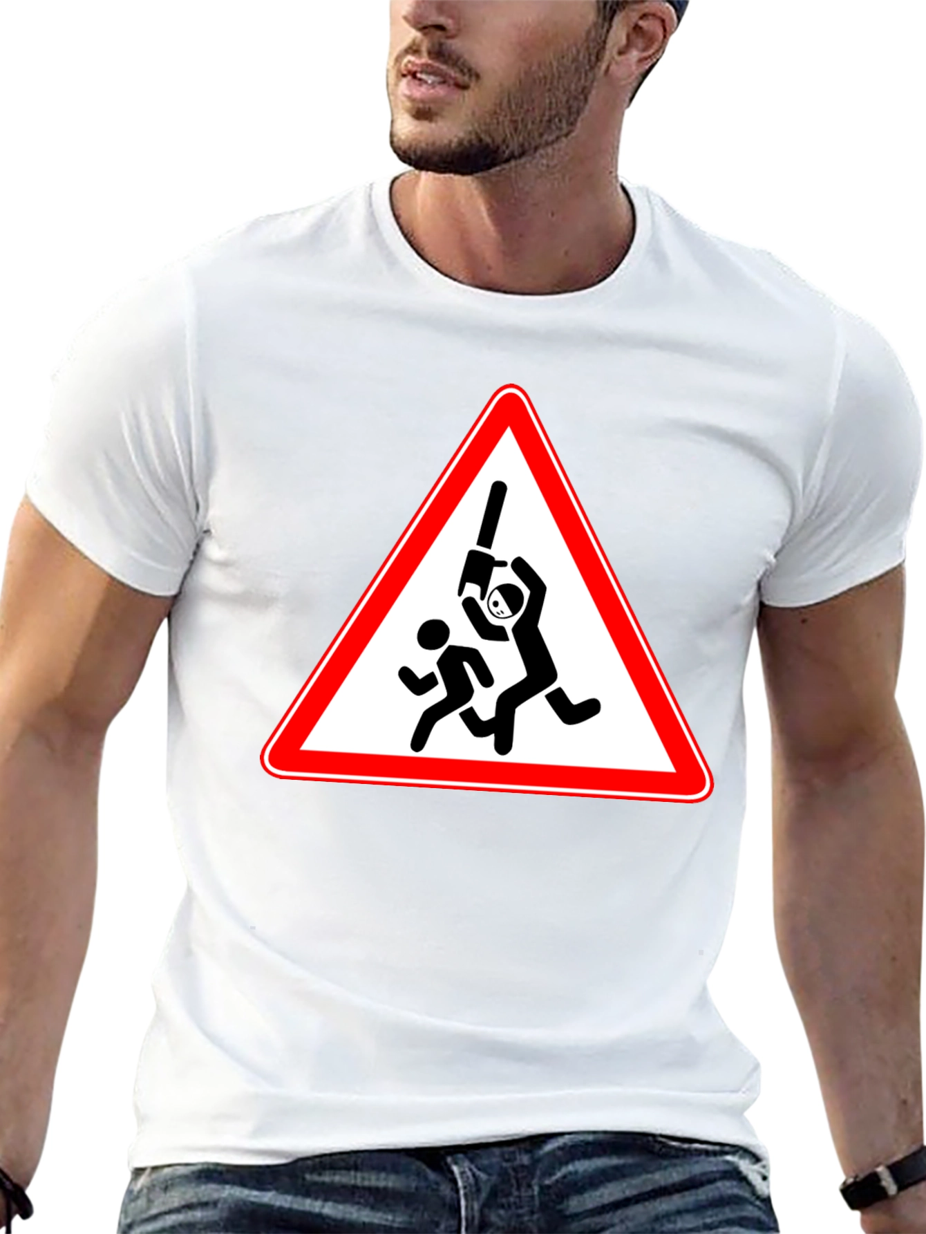 Humorous Cricket Warning Black T-Shirt