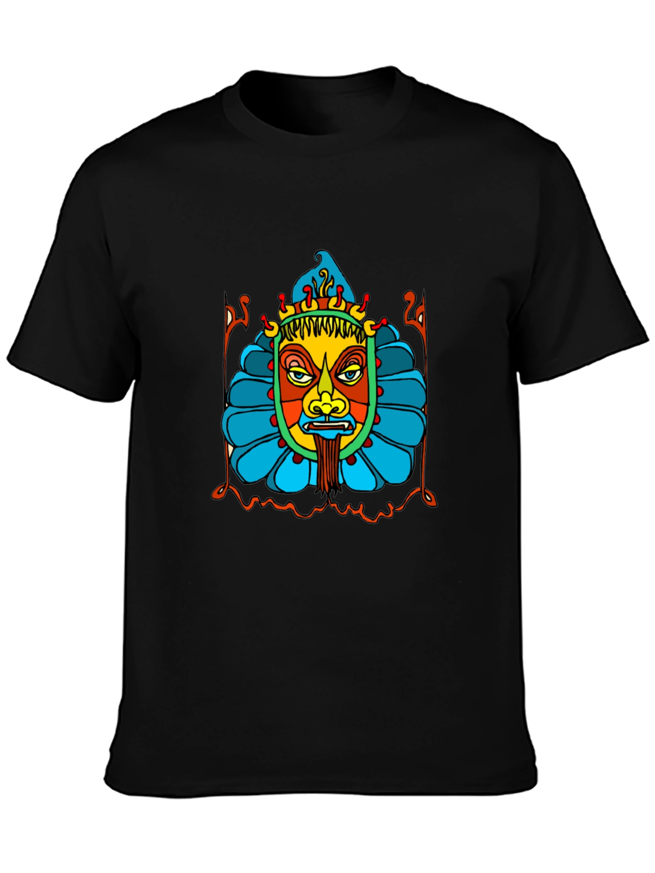 Psychedelic Mask Graphic Black T-Shirt