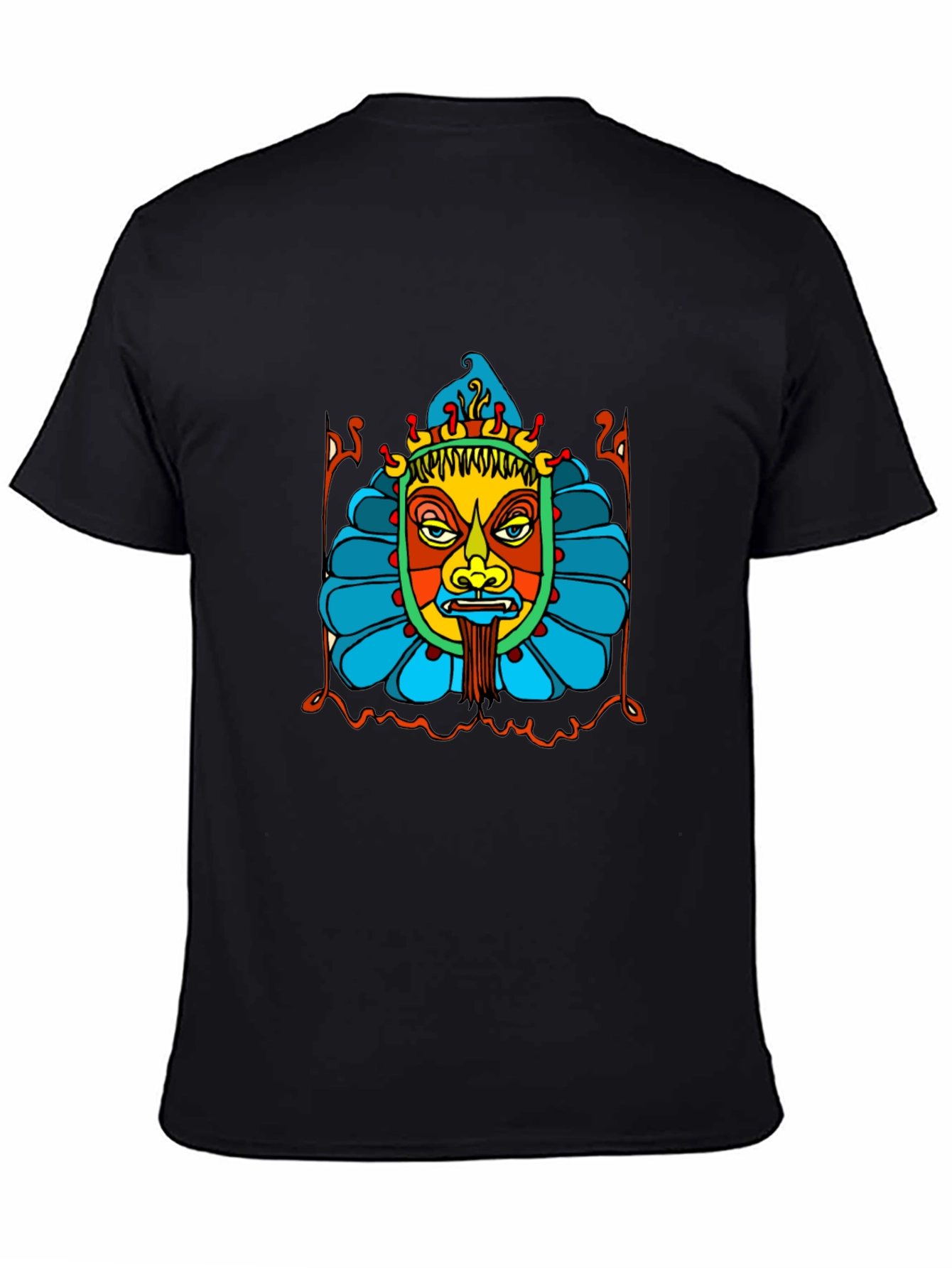 Psychedelic Mask Graphic Black T-Shirt