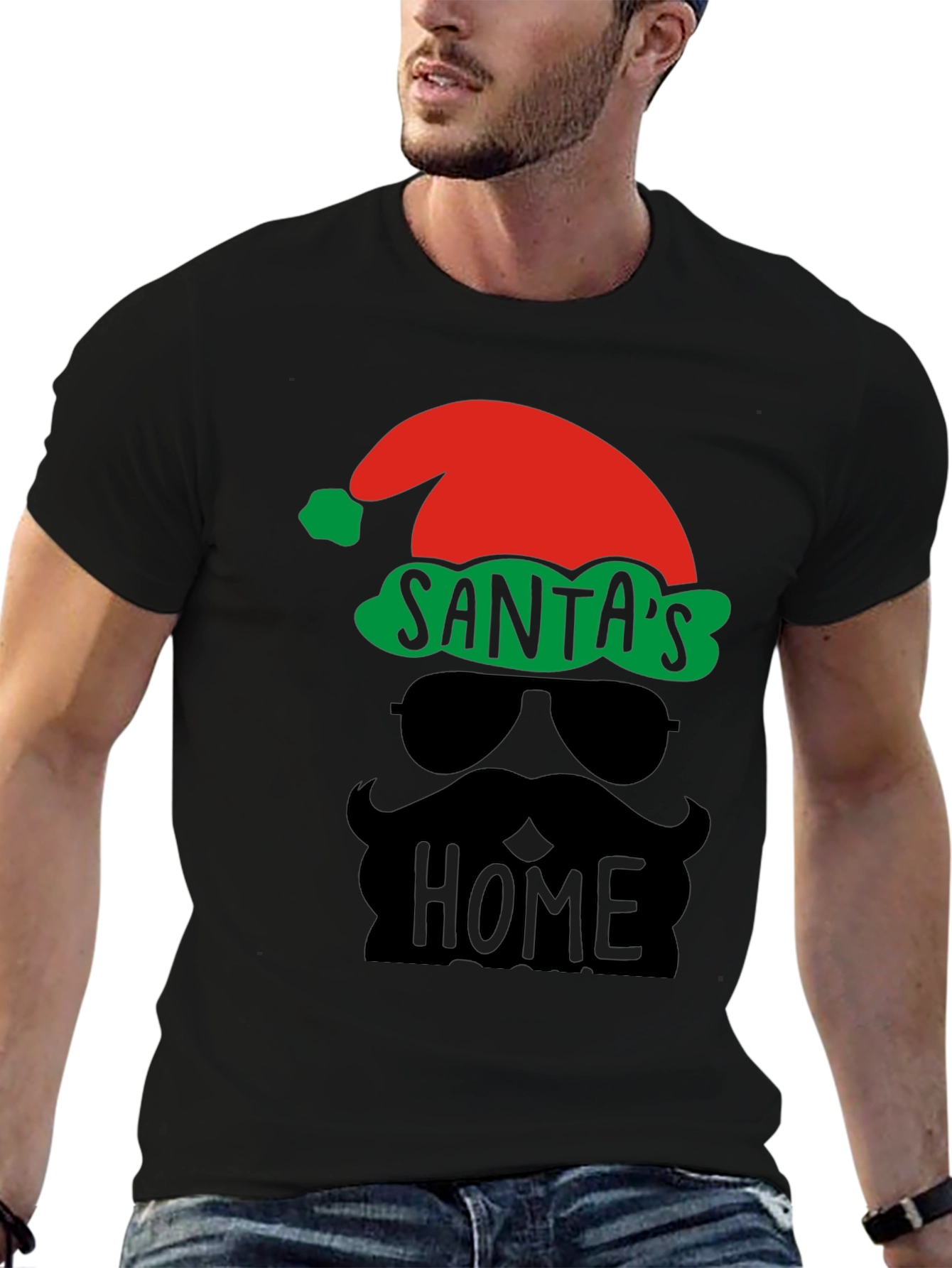 Santas Home Graphic Tee - Holiday Festive Style