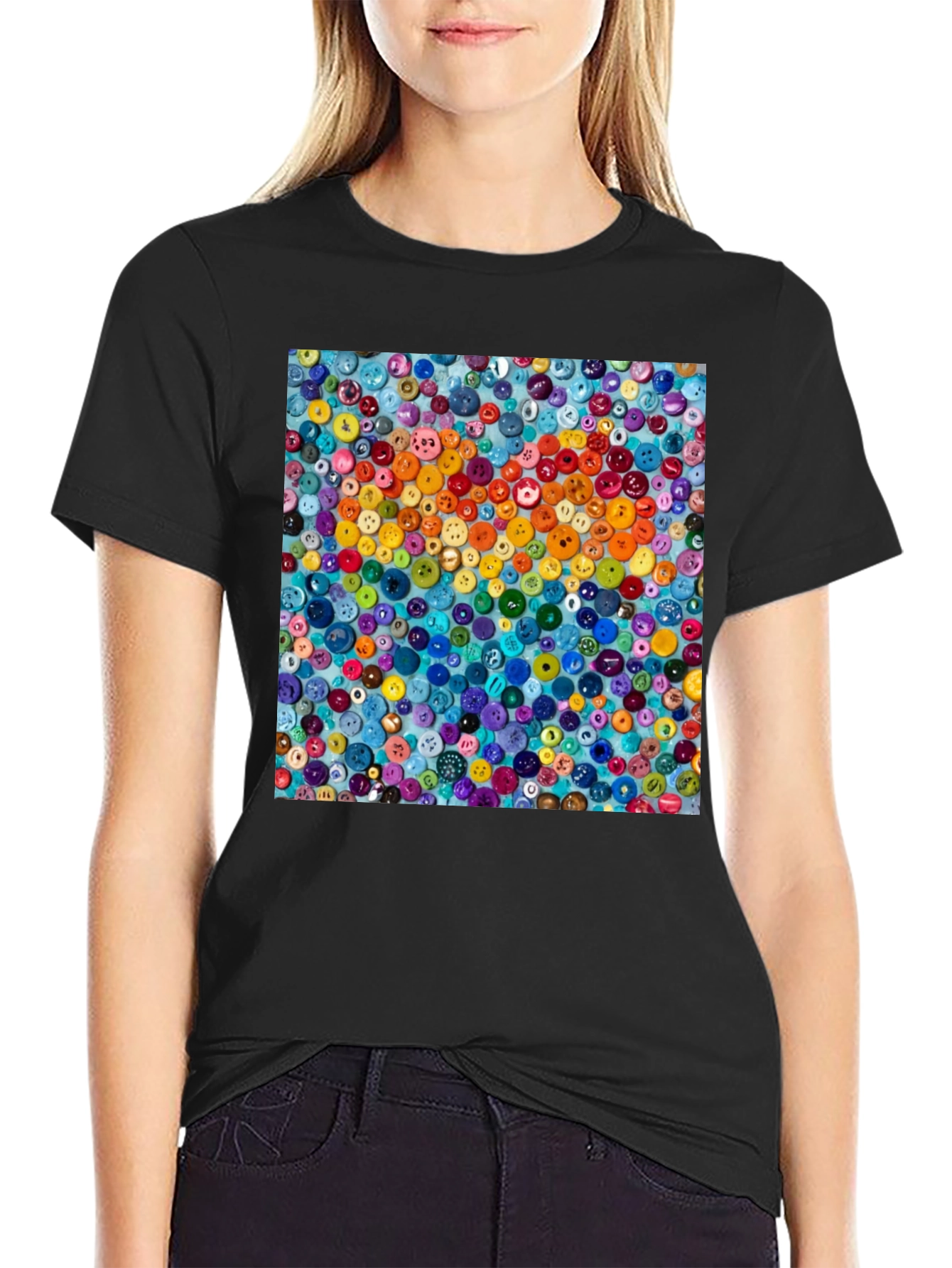 Colorful Button Art T-Shirt
