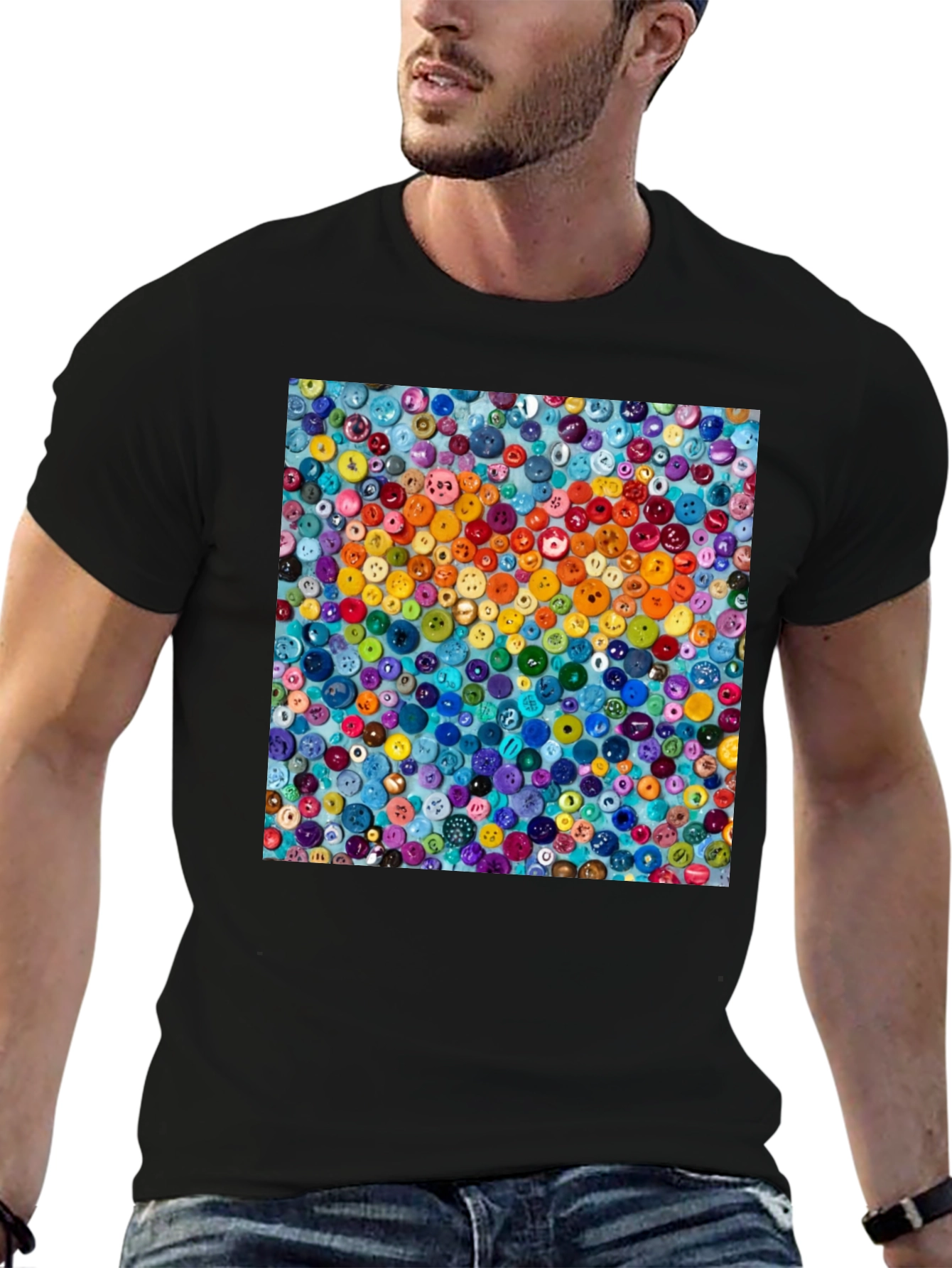 Colorful Button Art T-Shirt