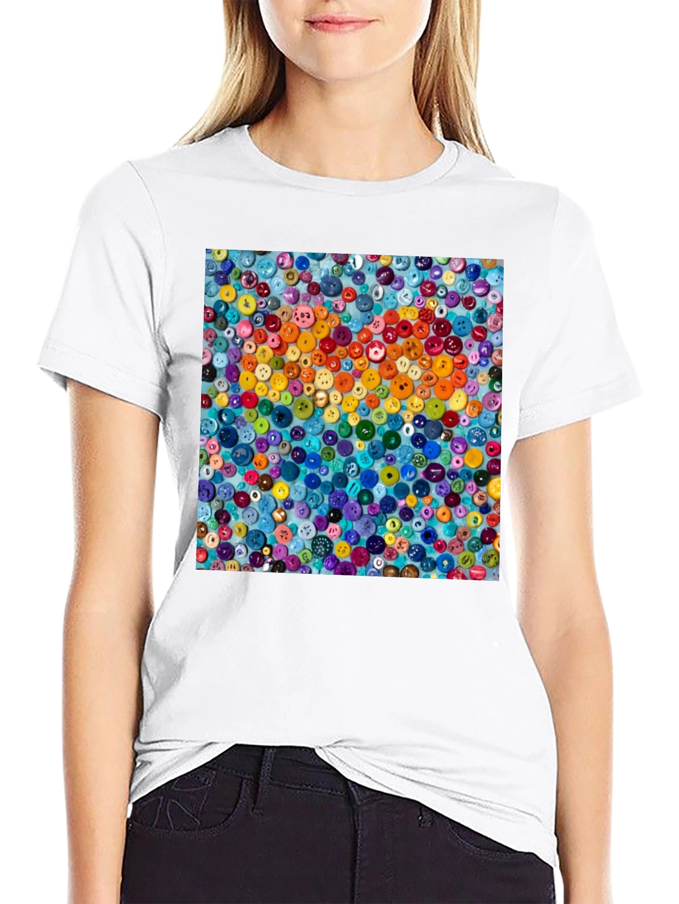 Colorful Button Art T-Shirt