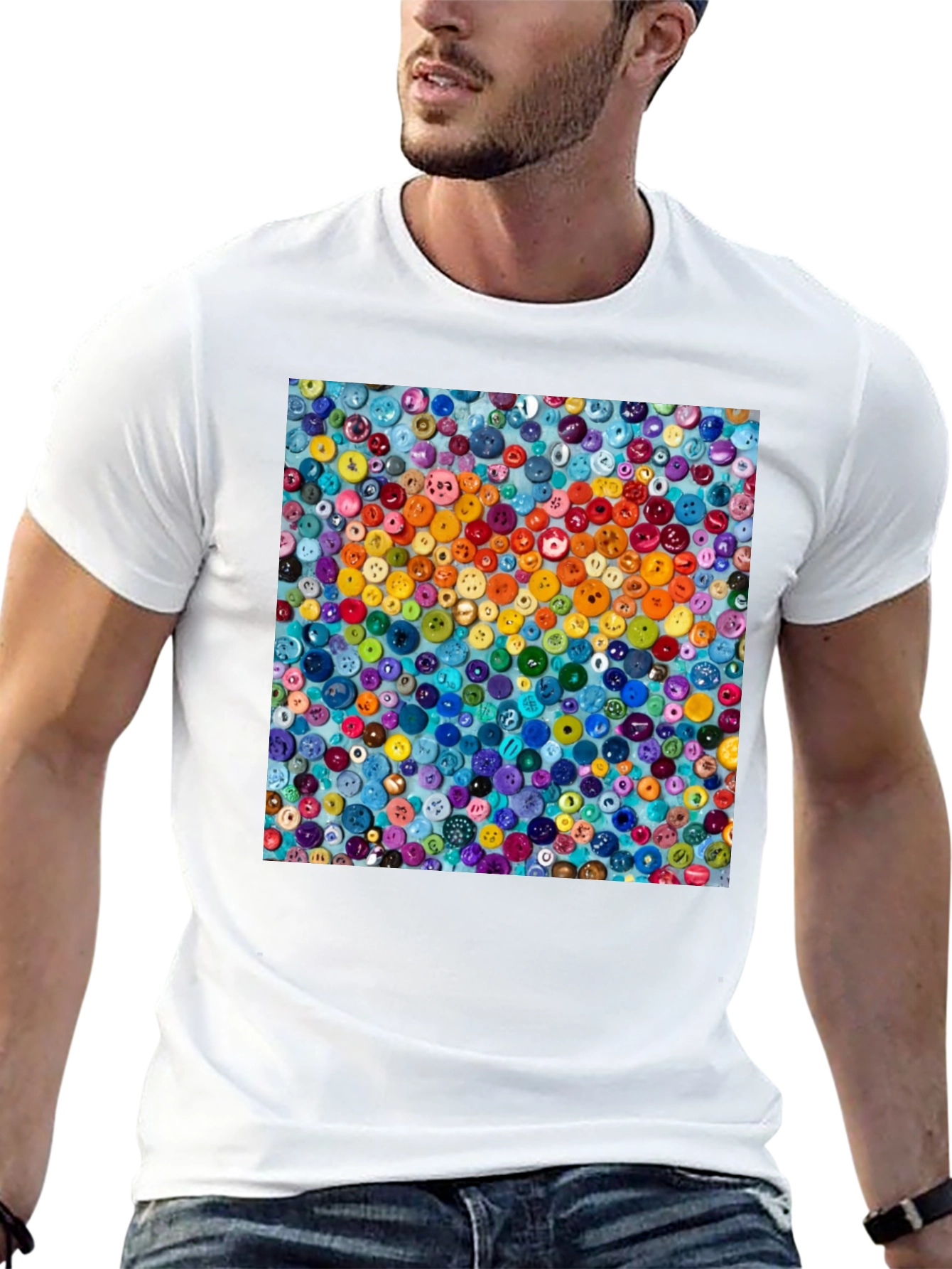 Colorful Button Art T-Shirt