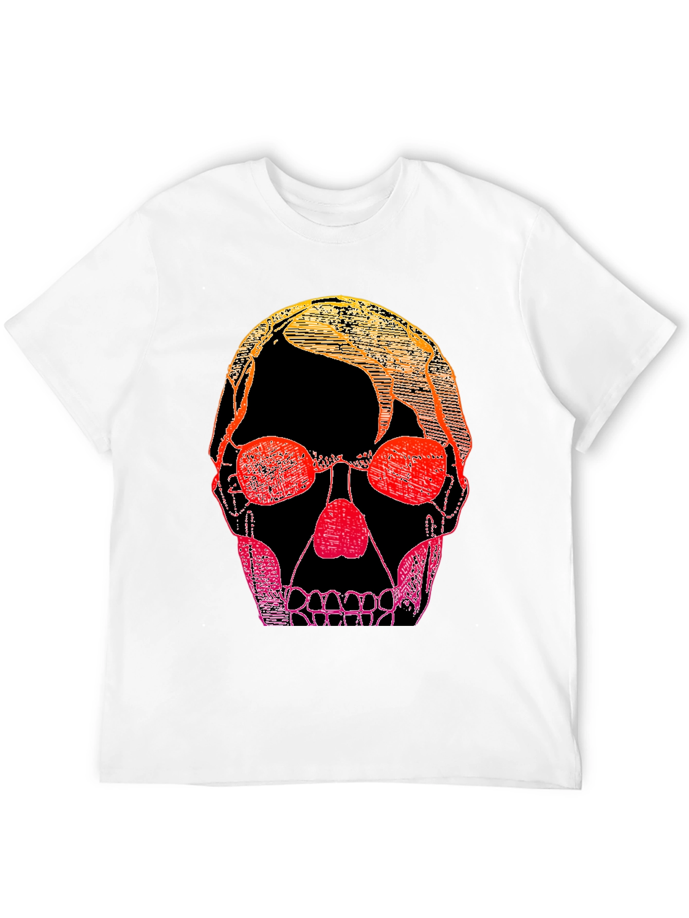Gradient Skull Graphic Tee - Black Casual Shirt