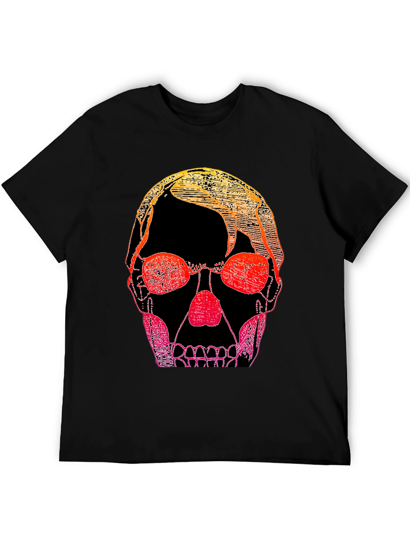 Gradient Skull Graphic Tee - Black Casual Shirt